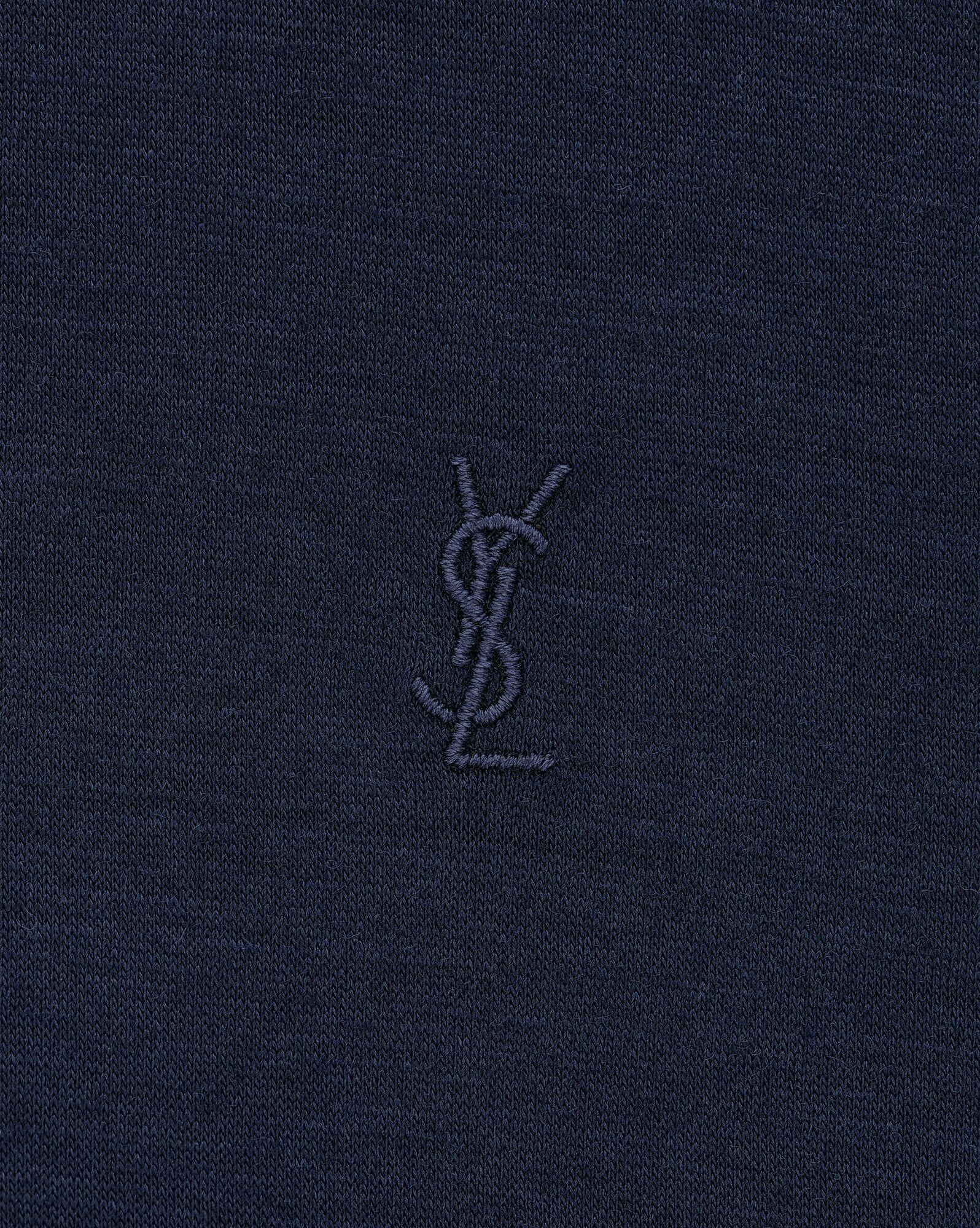 logo-embroidered wool-silk blend T-shirt - 5