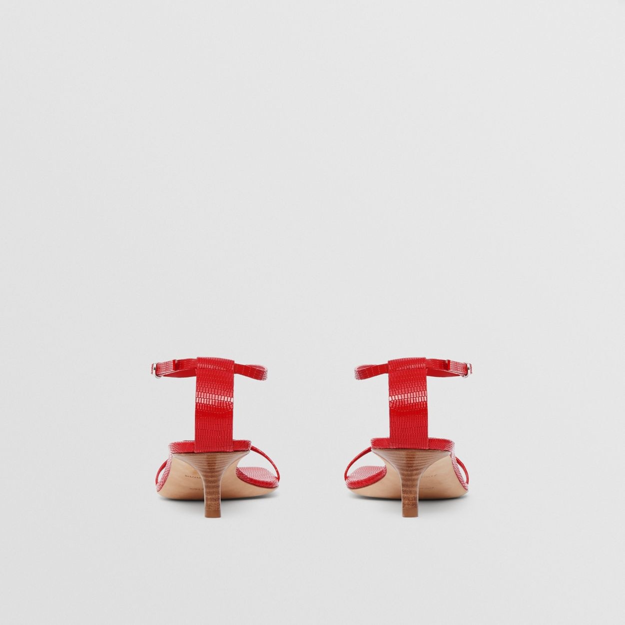 Embossed Leather Kitten-heel Sandals - 6