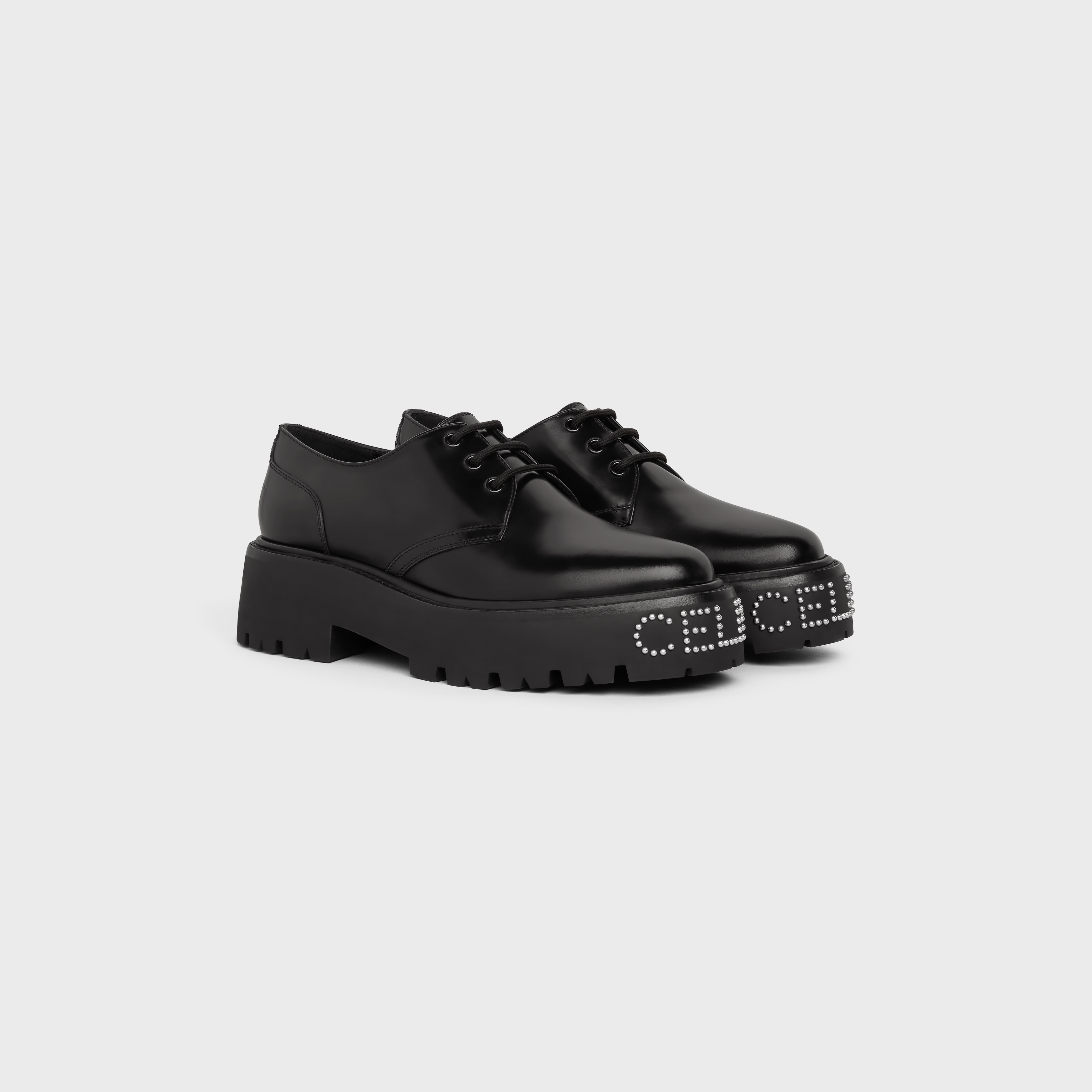 CELINE BULKY DERBY WITH STUDDED OUTSOLE in POLISHED BULL - 2