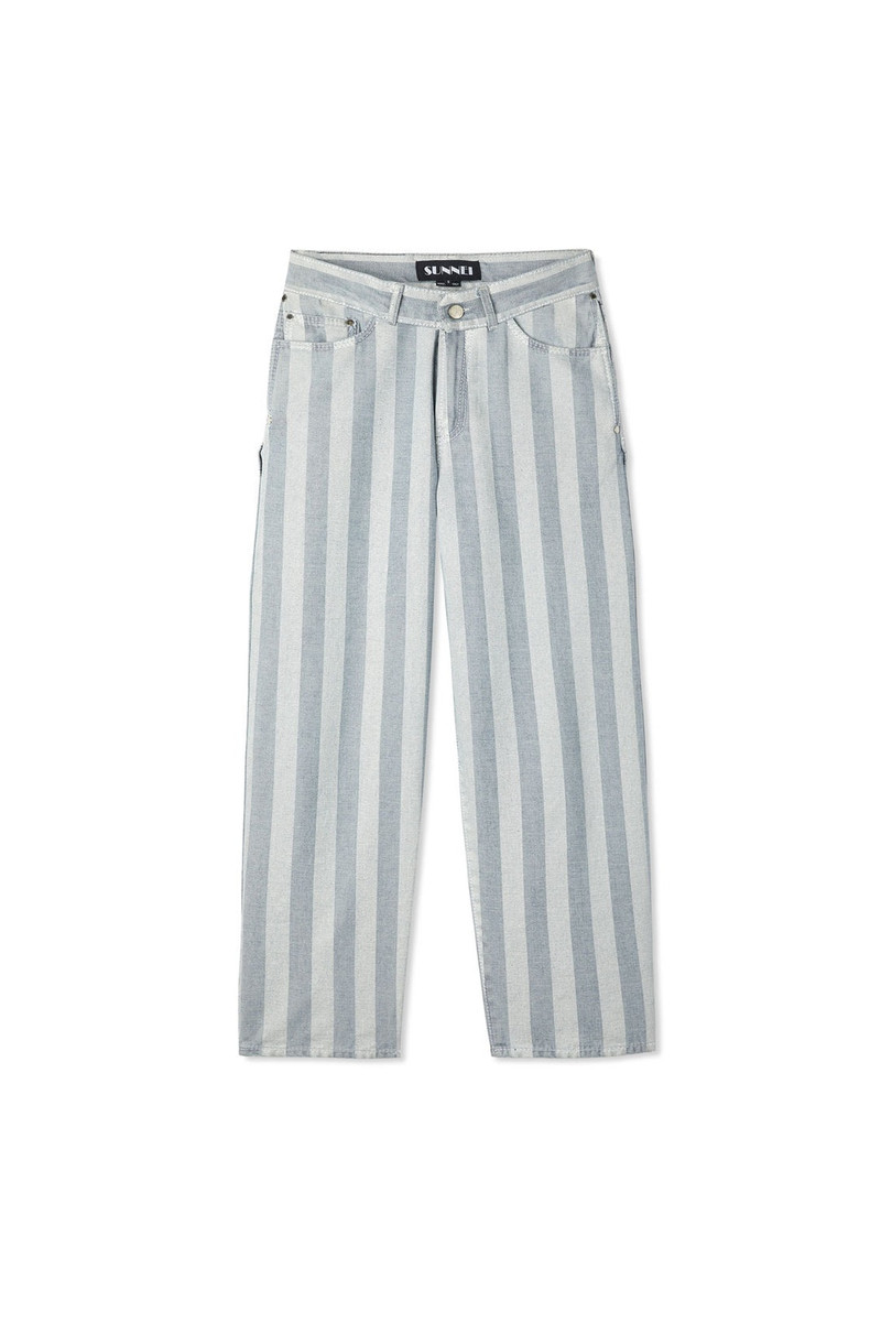 WHITE STRIPED DENIM PANTS 1
