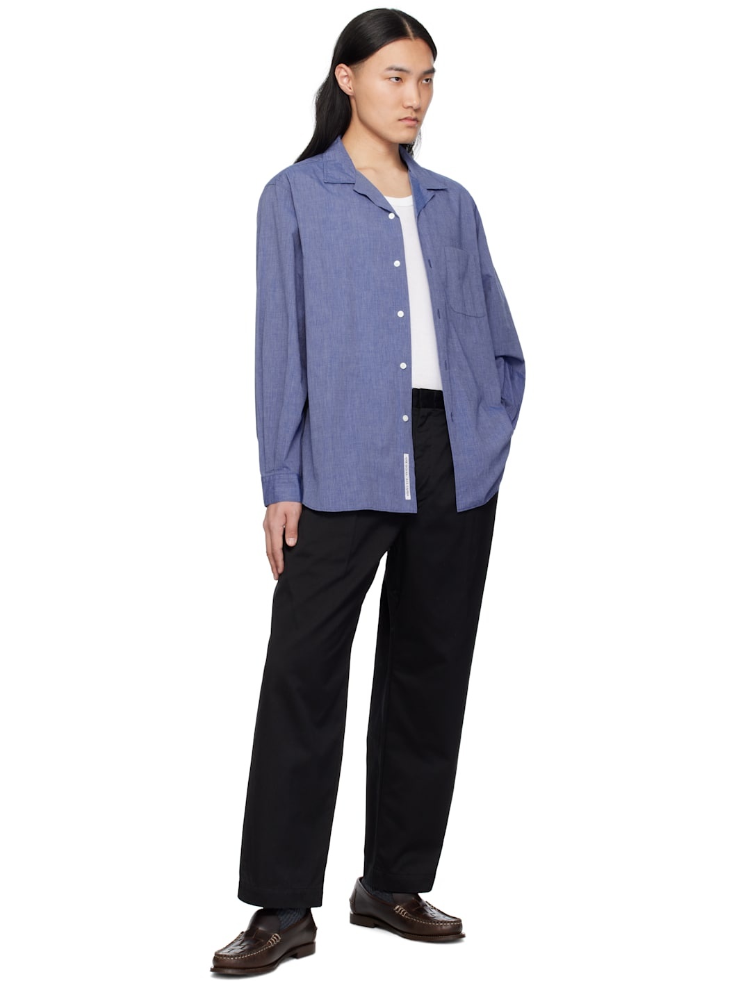 Blue Open Collar End On End Shirt - 4