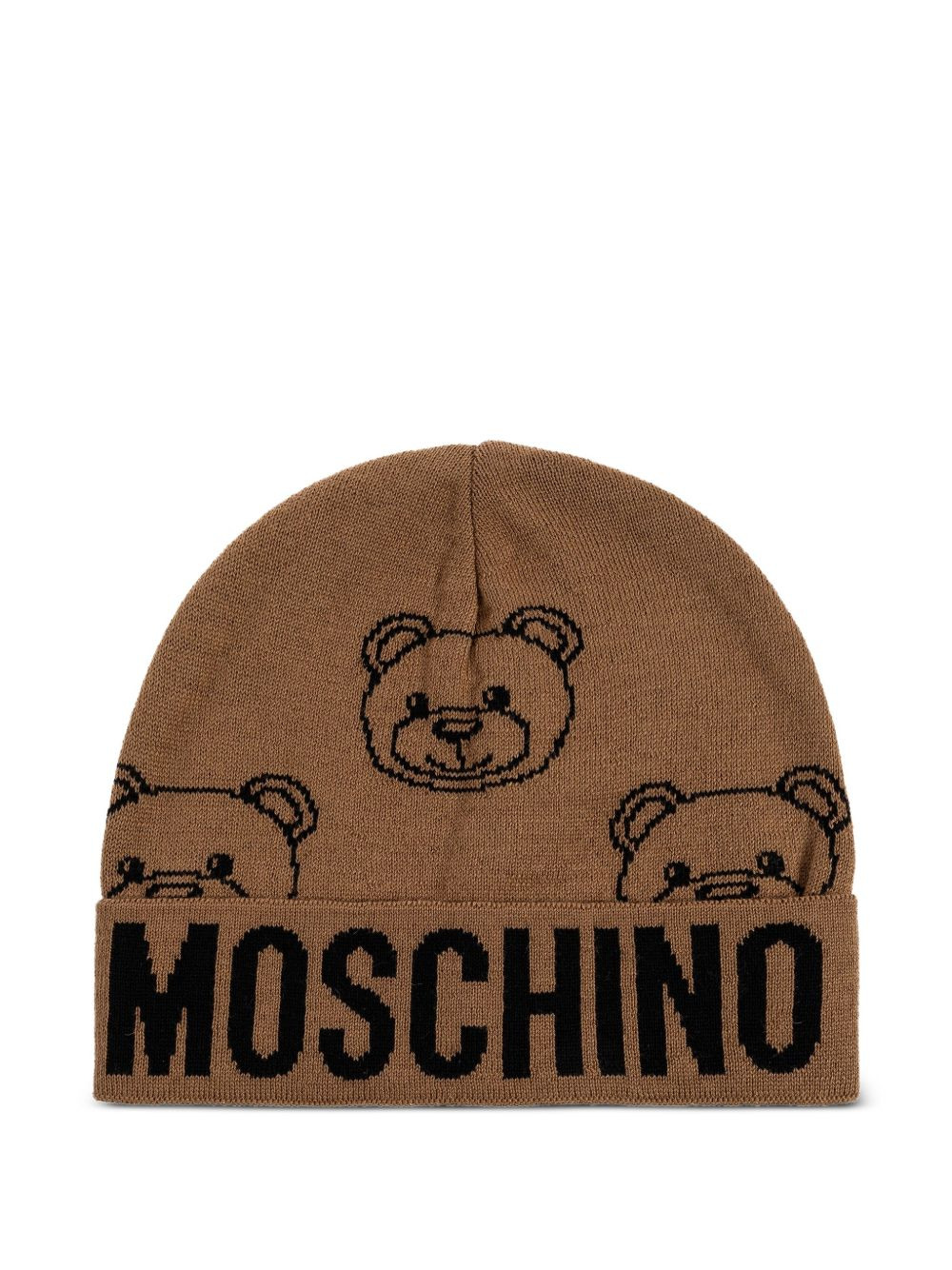 teddy-print logo beanie - 1
