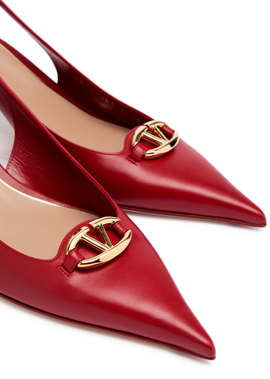 Valentino Garavani 60 Vlogo Leather Slingback Pumps - 3