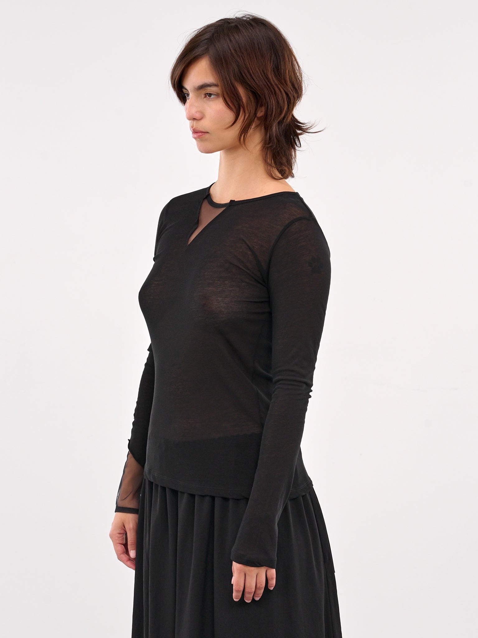 Sheer Paneled Long Sleeve Tee - 2