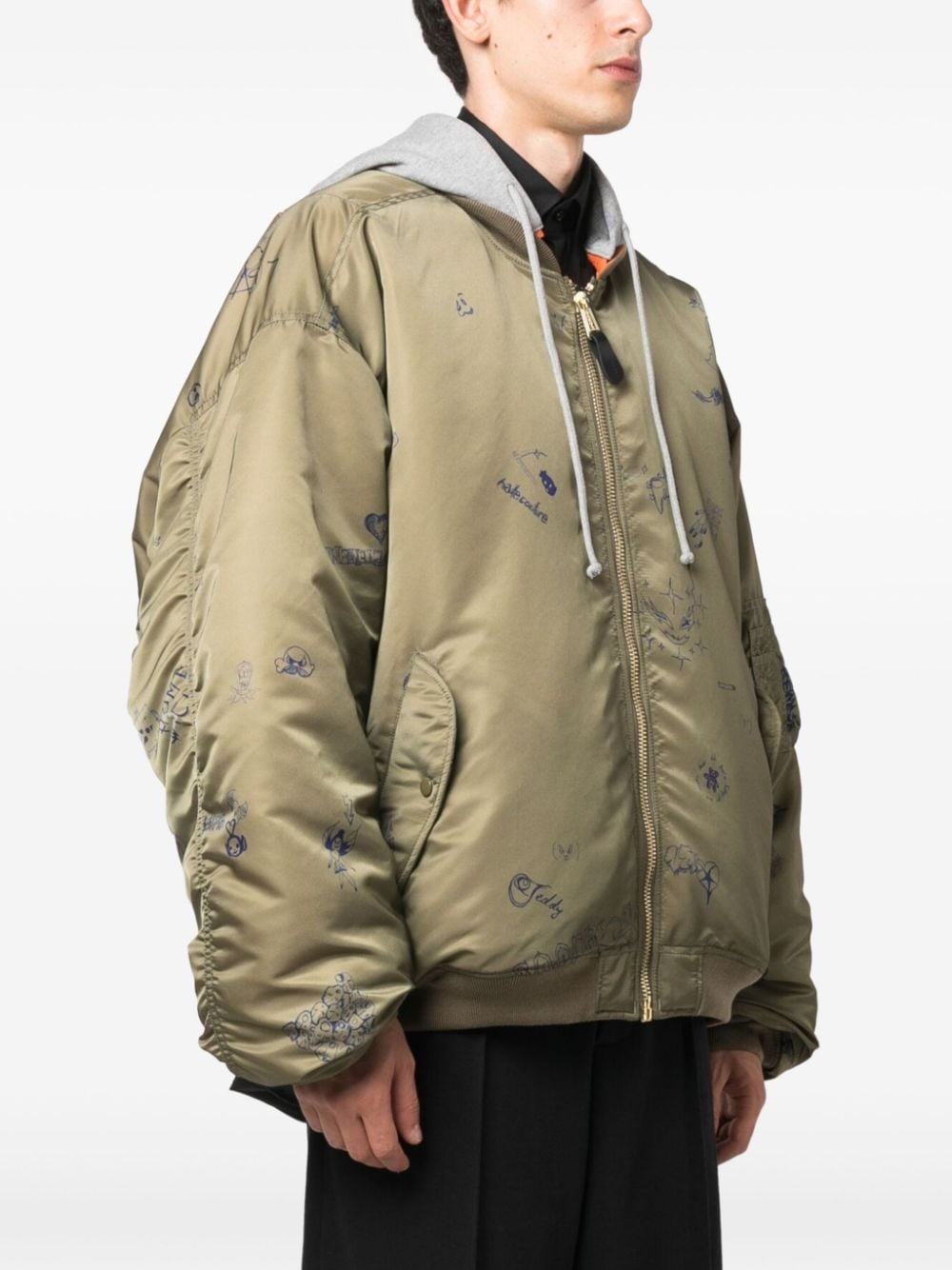 doodle-print bomber jacket - 4