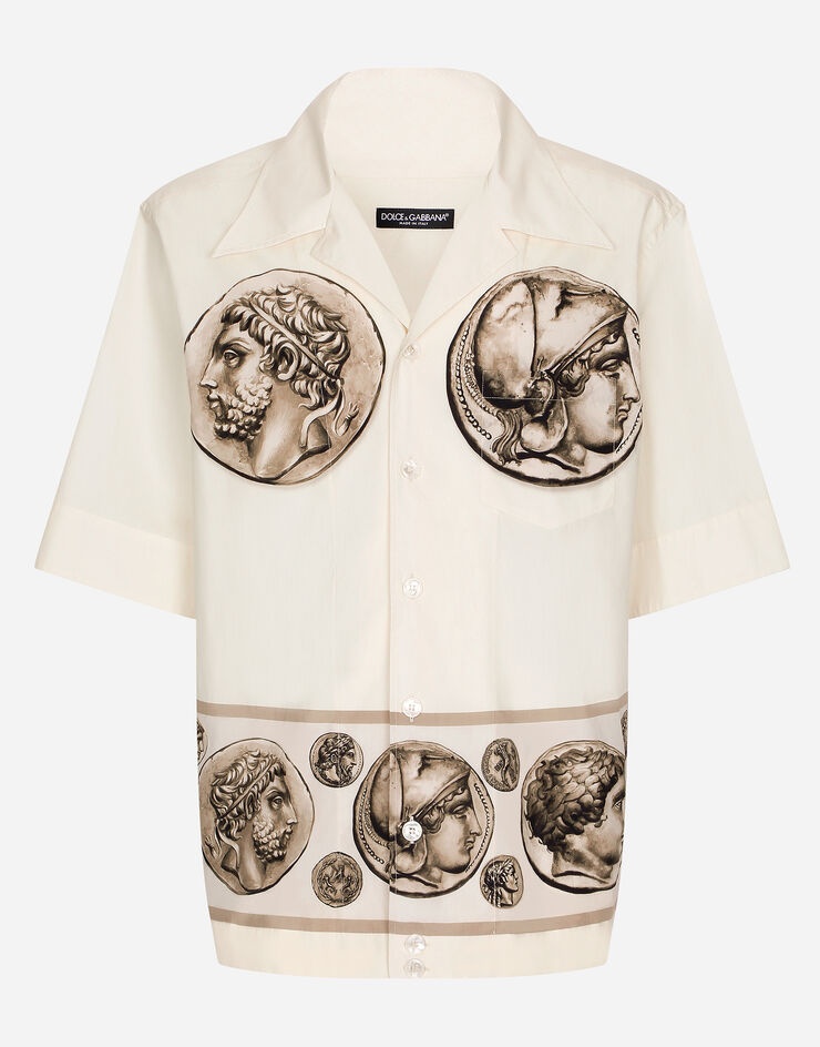 Coin print poplin Hawaiian shirt - 1