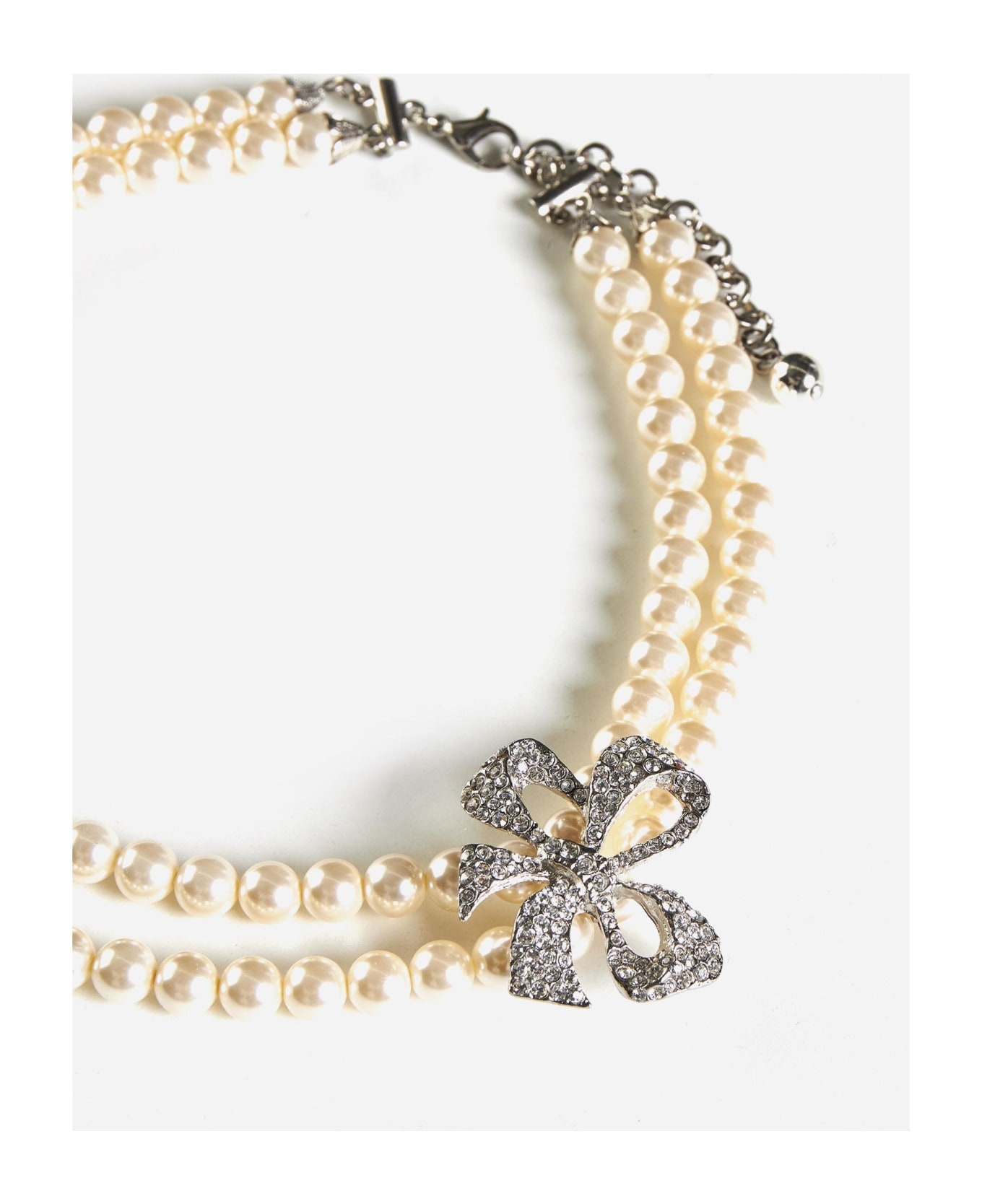 Crystal Bow Pearl Necklace - 3