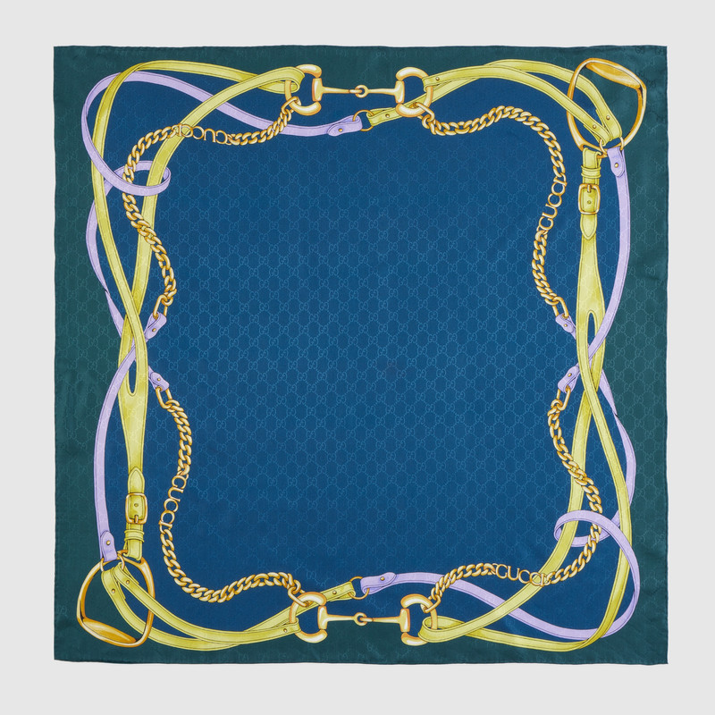 Printed GG silk jacquard carré 1