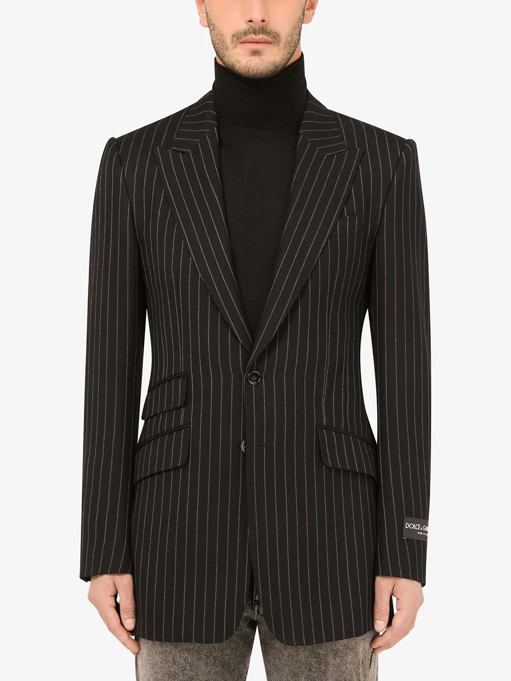 single-breasted pinstripe blazer - 3