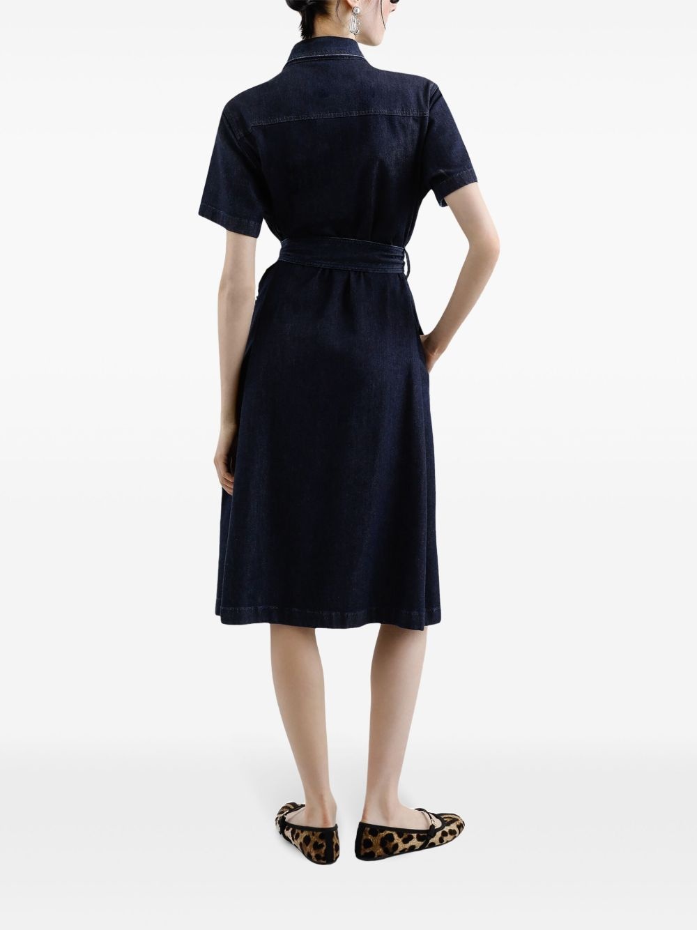 belted denim dress - 3