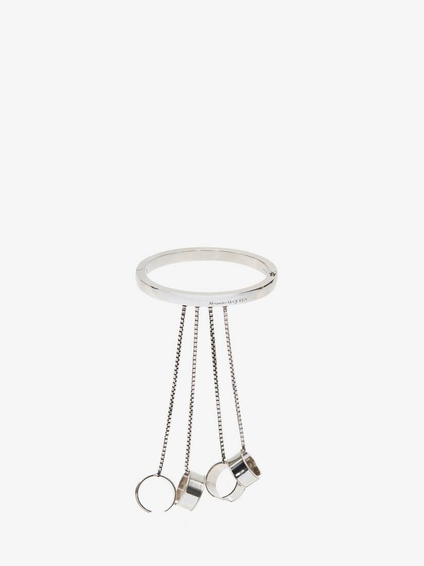 Women's Four Ring Hand Jewel Piece in Antique Silver - 3