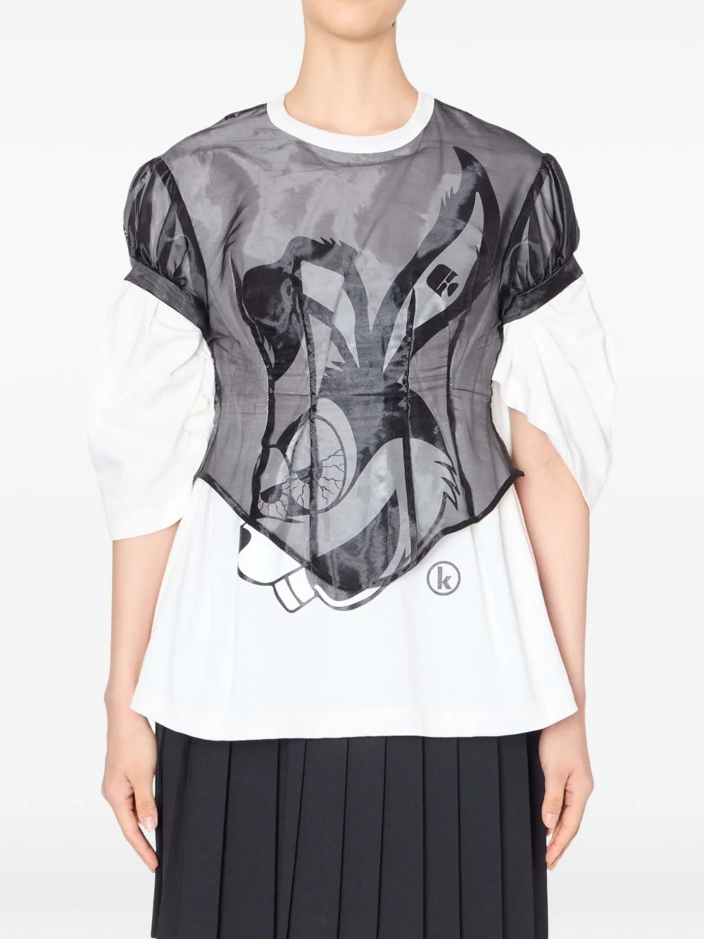 puff-sleeve graphic T-shirt - 1