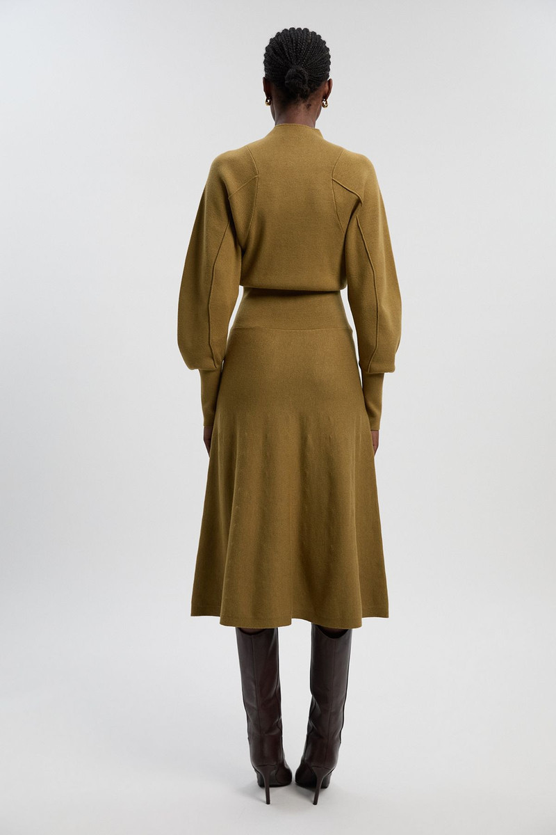 Wool Look Rounded Sleeve Knit Midi Dress 5