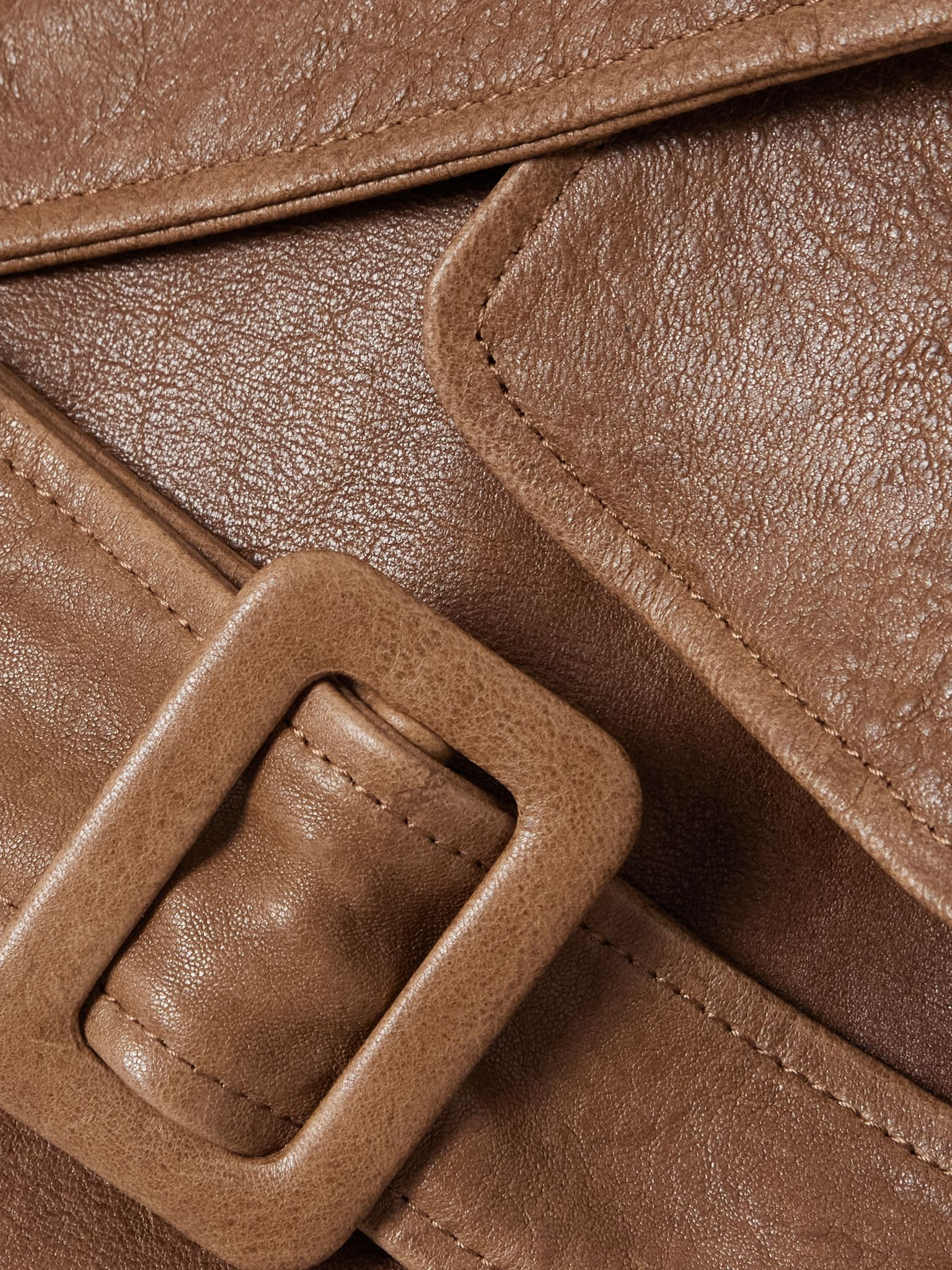 Hatti cropped belted leather jacket Camel - 4