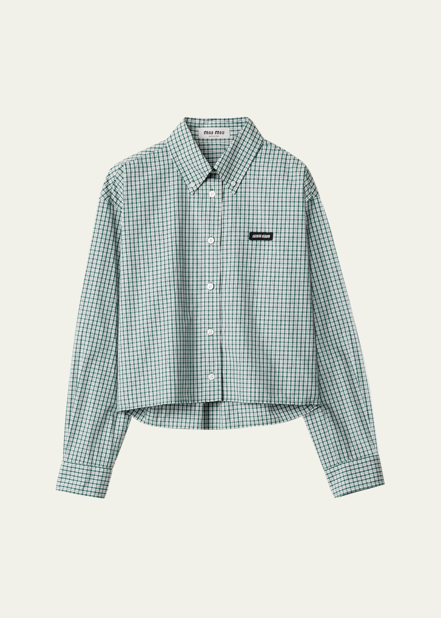 Check Cropped Button-Front Shirt - 1