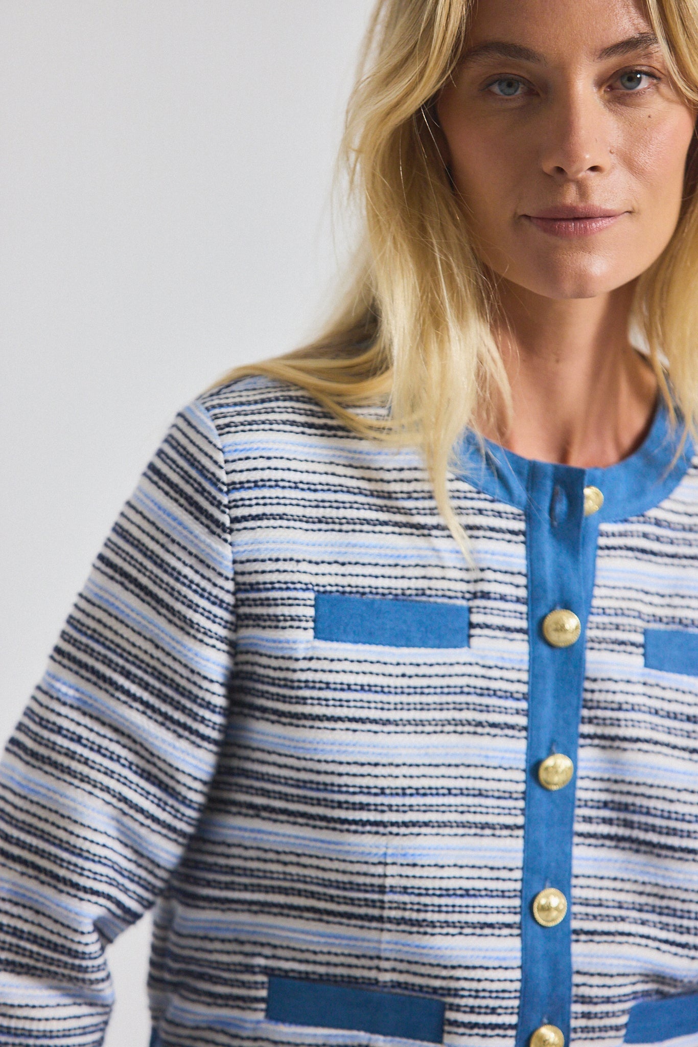 ELAIN COTTON TWEED JACKET WITH DENIM TRIM - 2