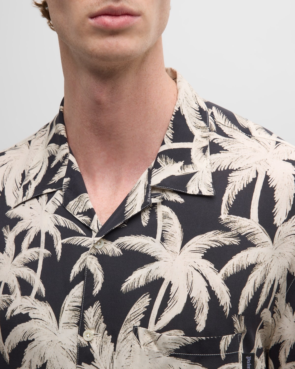 Men's Palm-Print Camp Shirt - 7