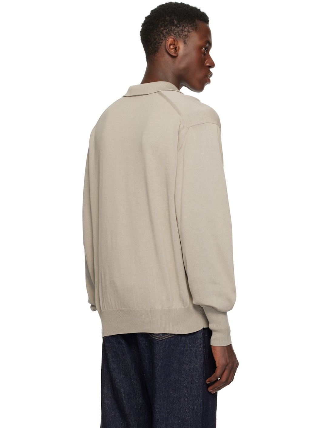 KAPTAIN SUNSHINE Taupe Cotton Knit Skipper Polo | REVERSIBLE