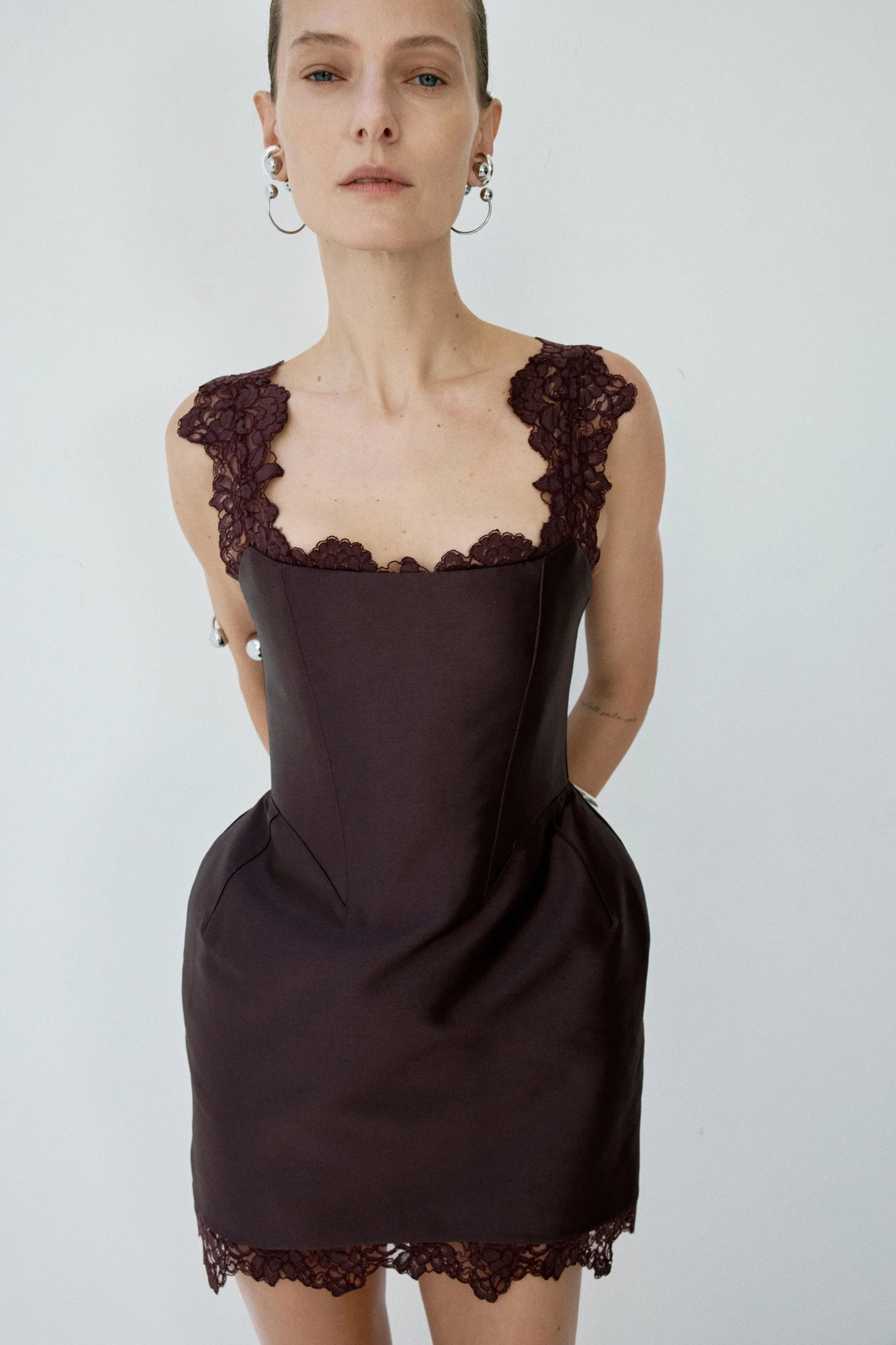 MORTA MINI DRESS IN PLUM TWILL - 1