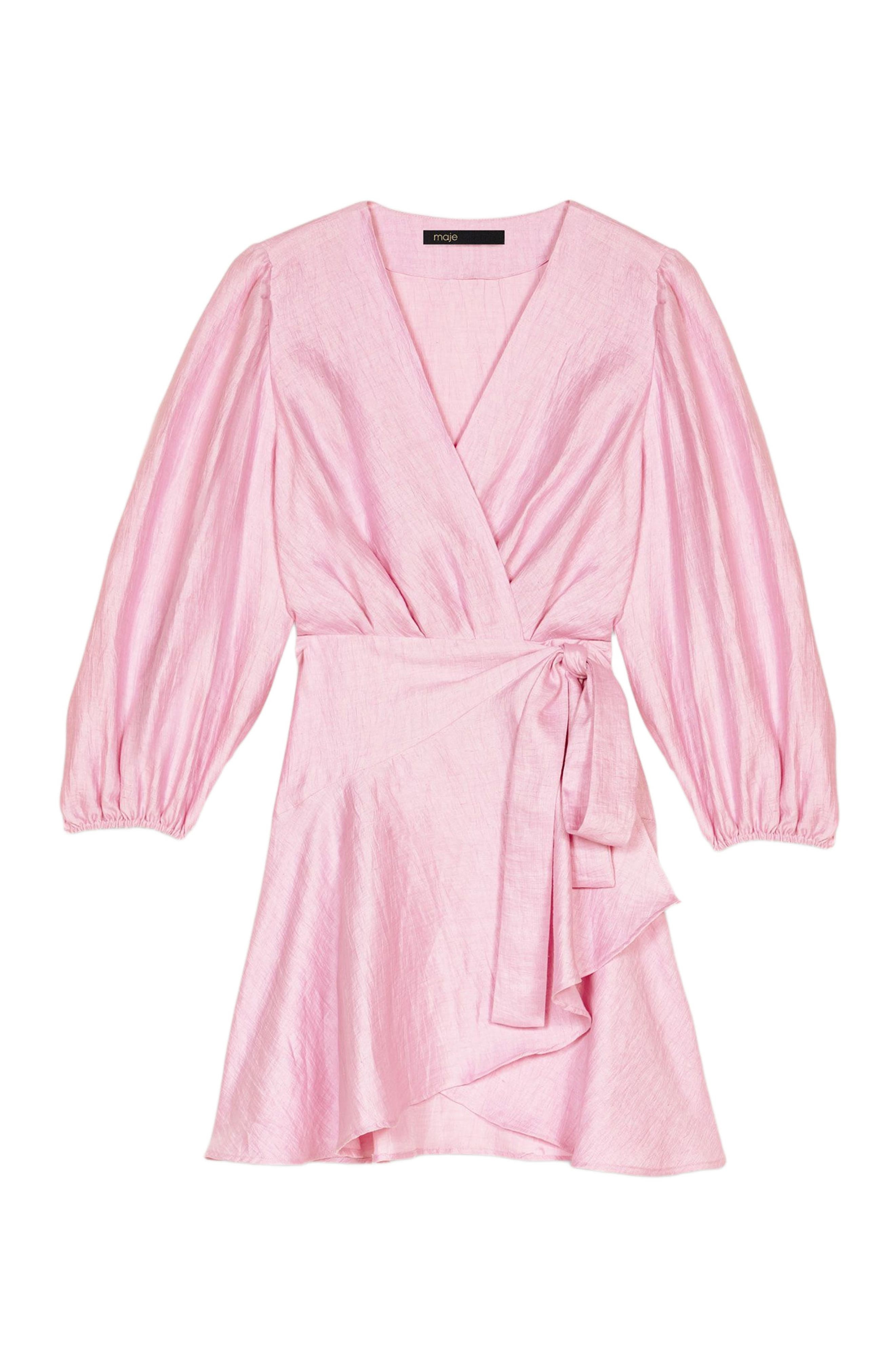 maje Linen wrap dress in Pink at Nordstrom - 7