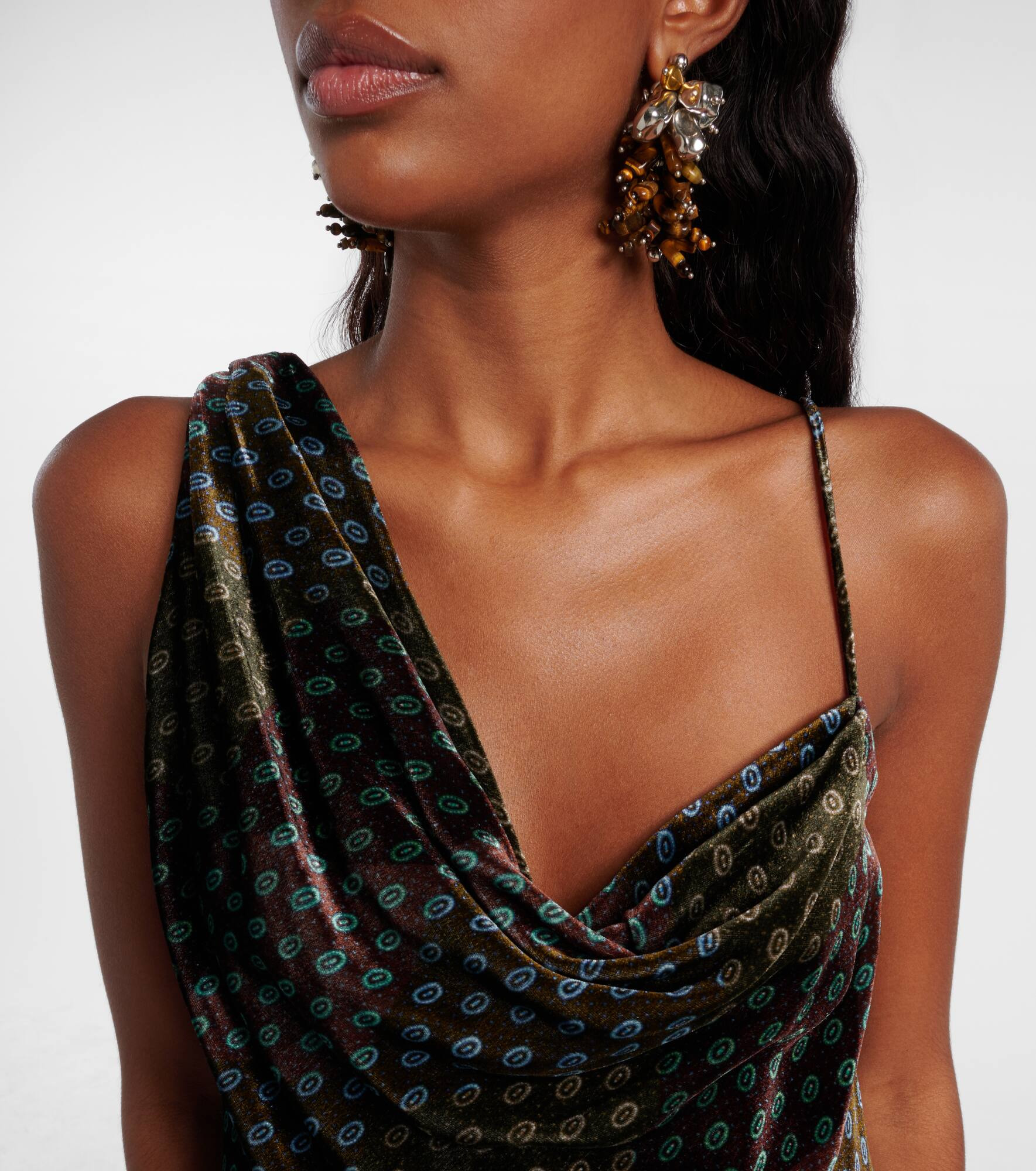 Draped printed velvet top - 4