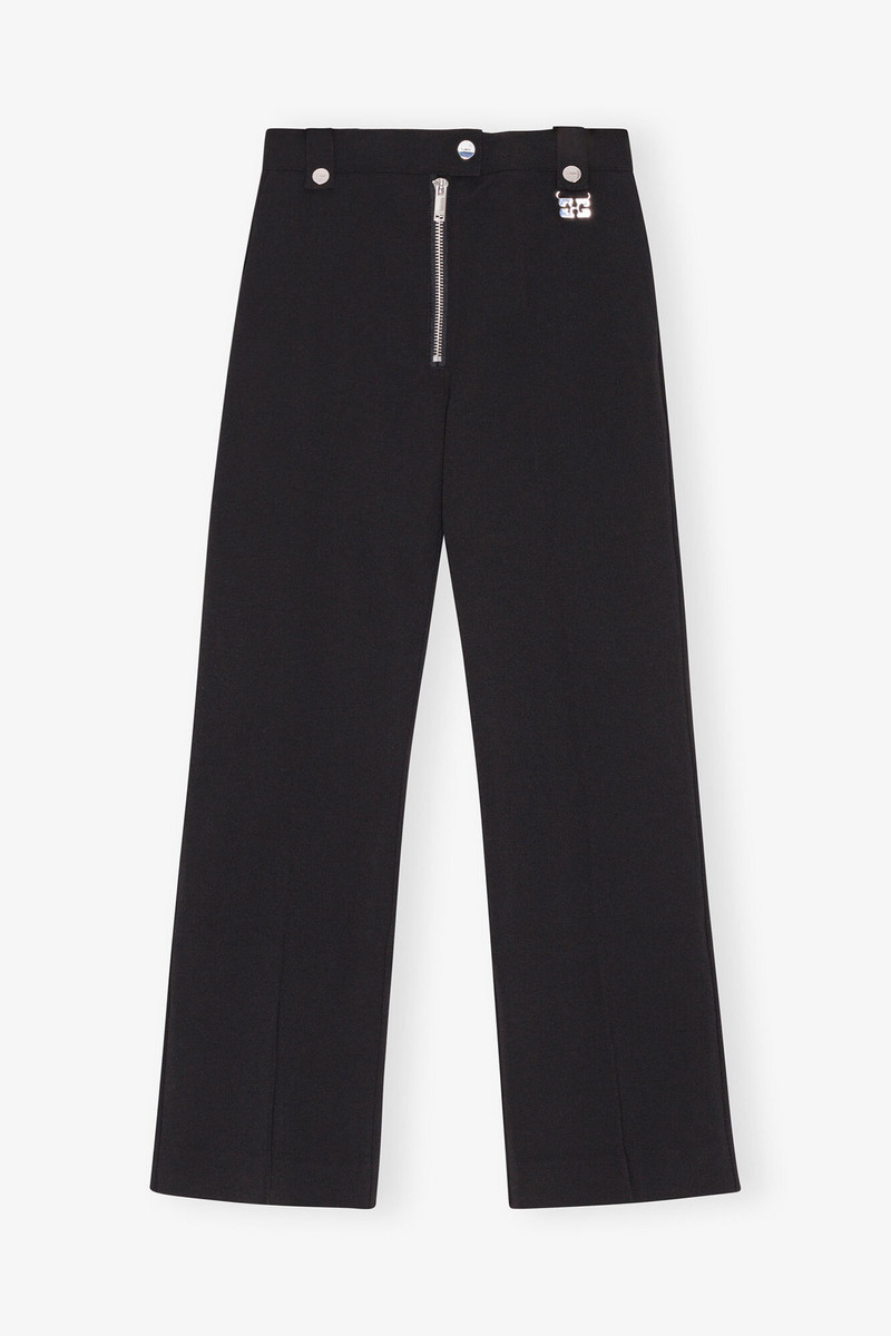 BLACK BONDED CREPE PANTS 1