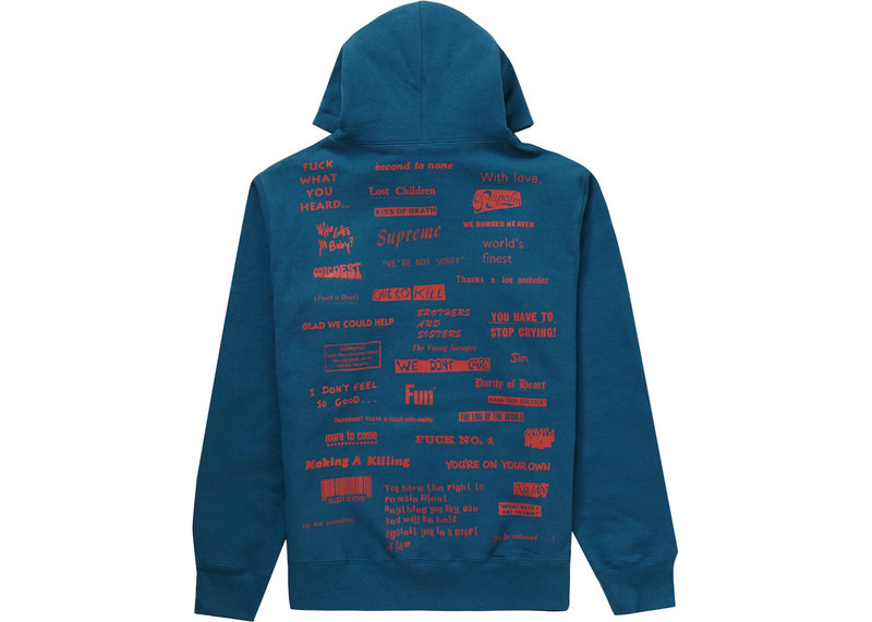 Supreme Supreme Stop Crying Hooded Sweatshirt Marine Blue outlook