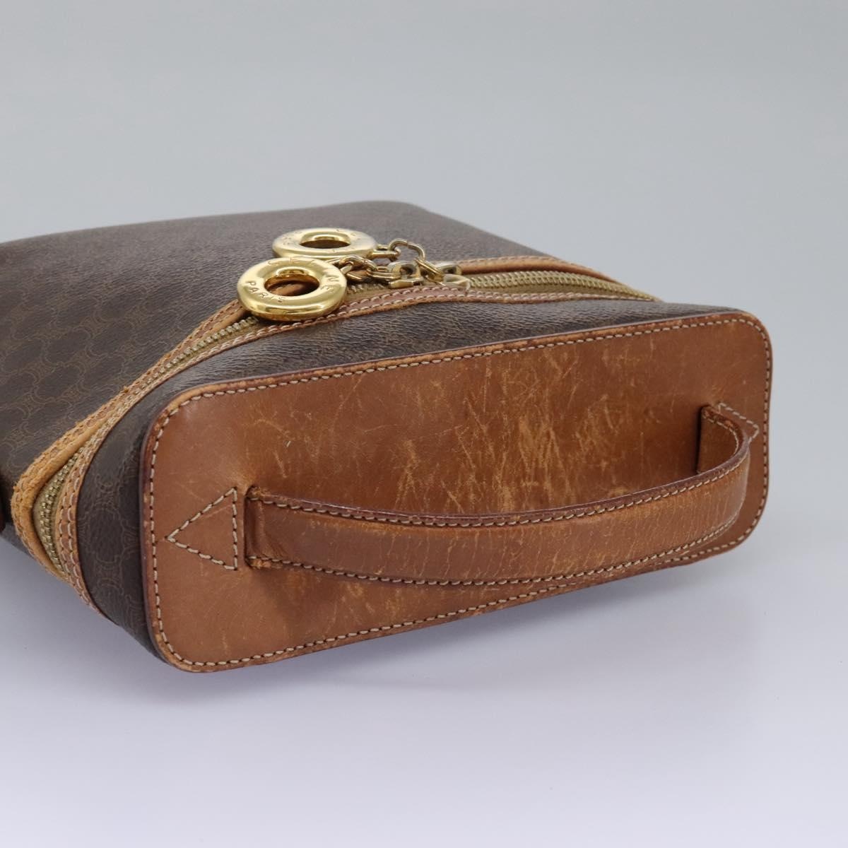 CELINE Macadam Canvas Vanity Hand Bag Pvc Leather Brown - 6