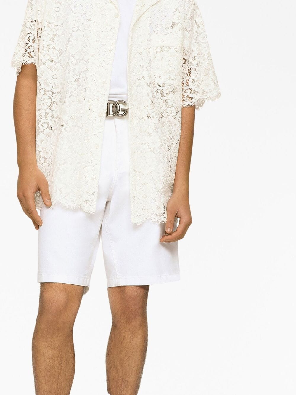 logo-plaque denim shorts - 5