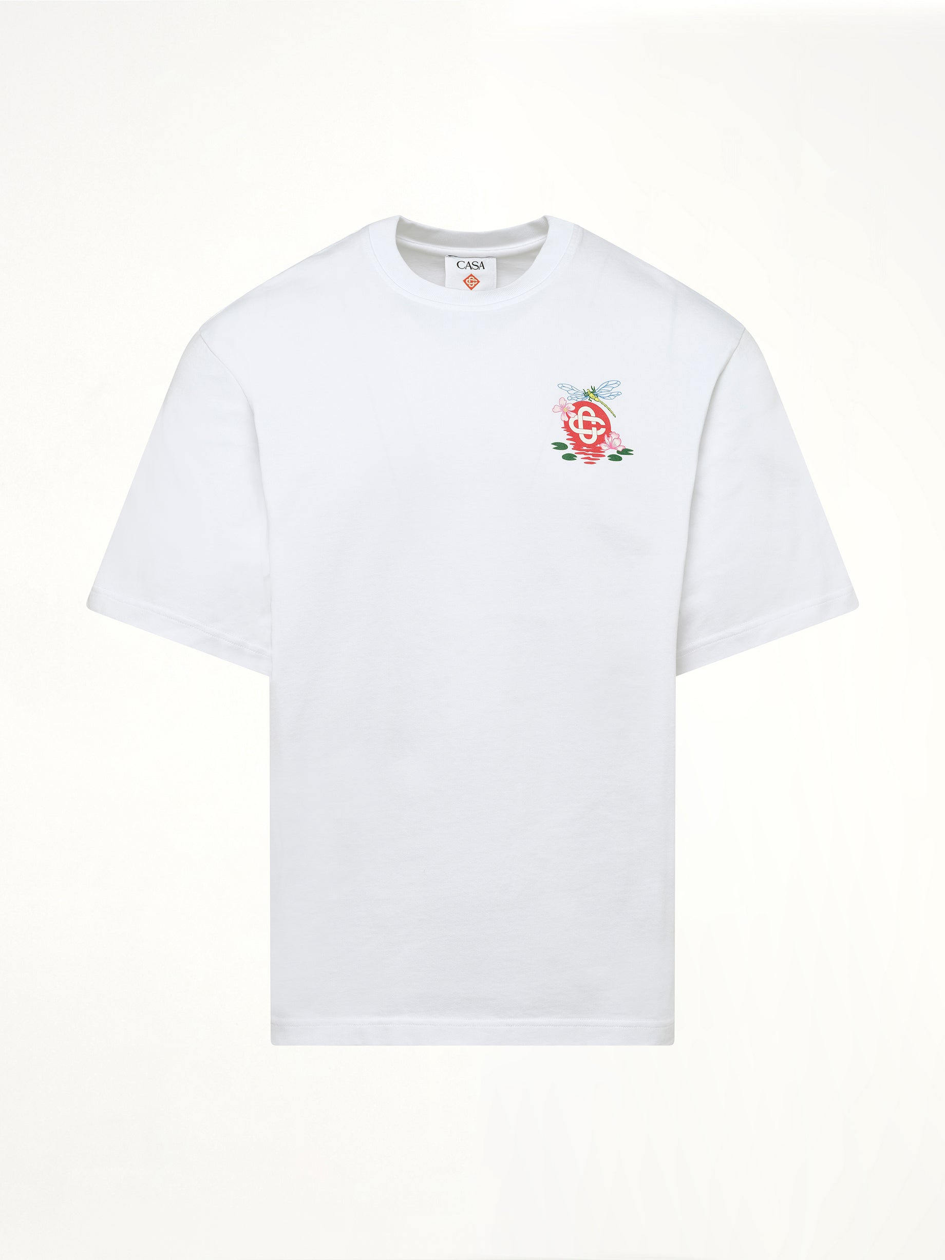 Dragonfly Floral Print T-Shirt in White - 2