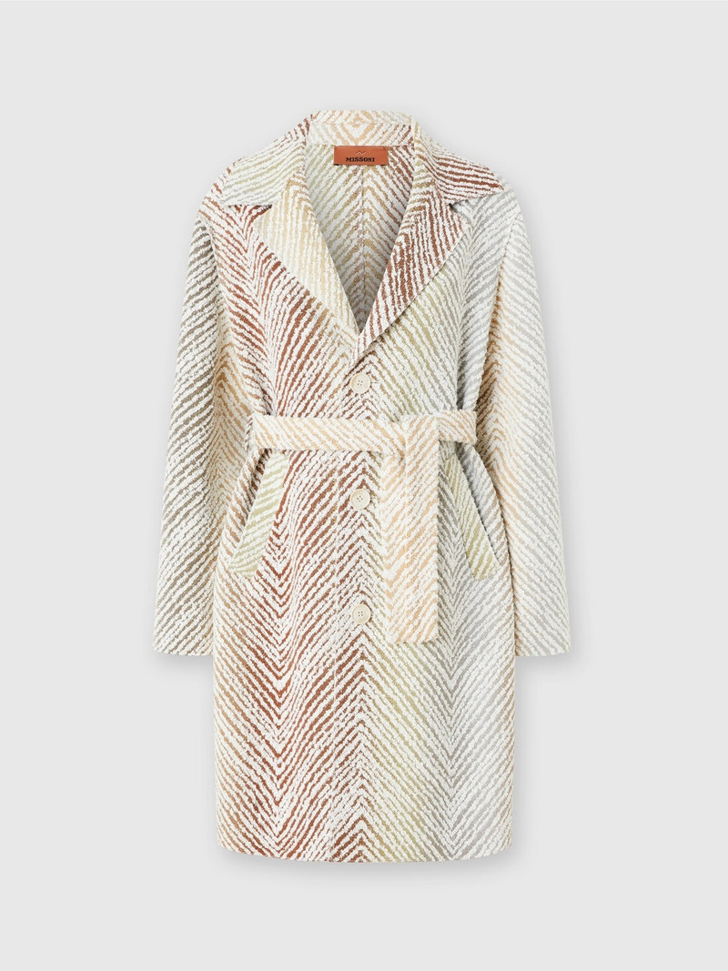 Single-breasted coat in fabric with 3D zig zag pattern 1