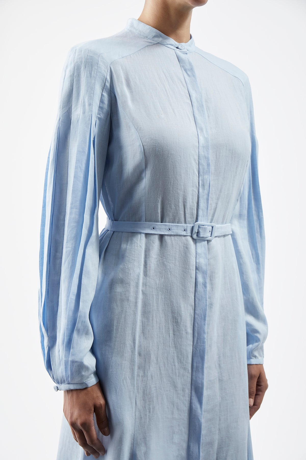 Lydia Dress in Light Blue Linen - 5