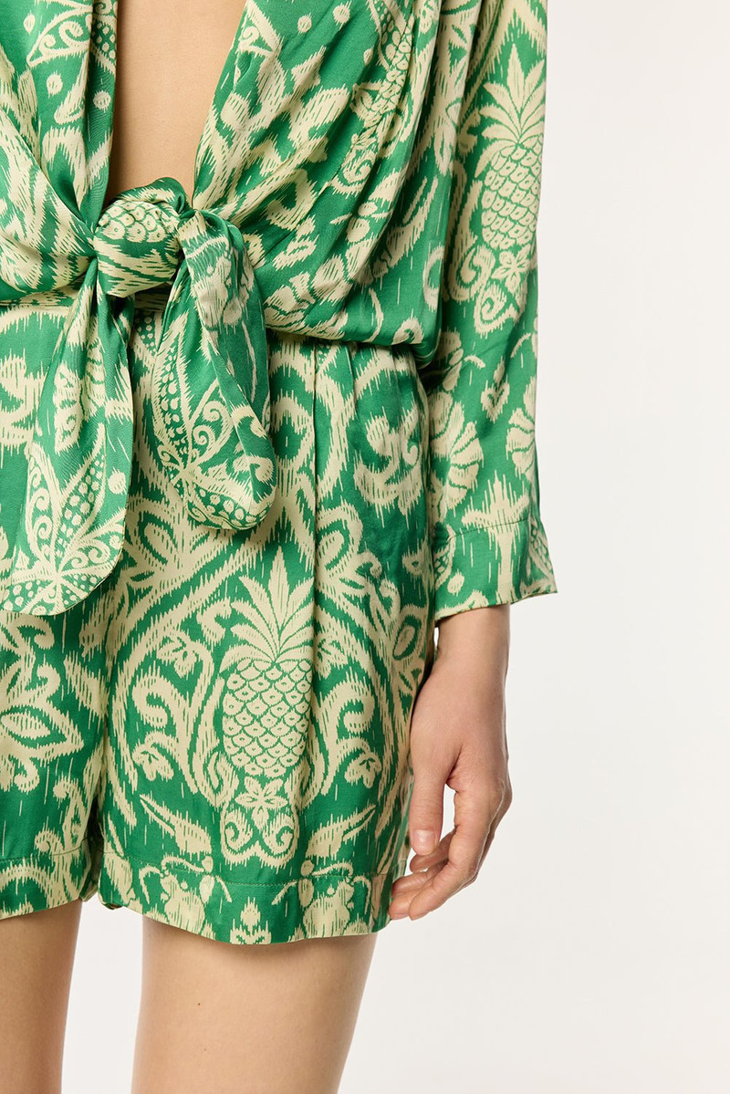 Short Jumpsuit Celie - Green Macro Ikat 3
