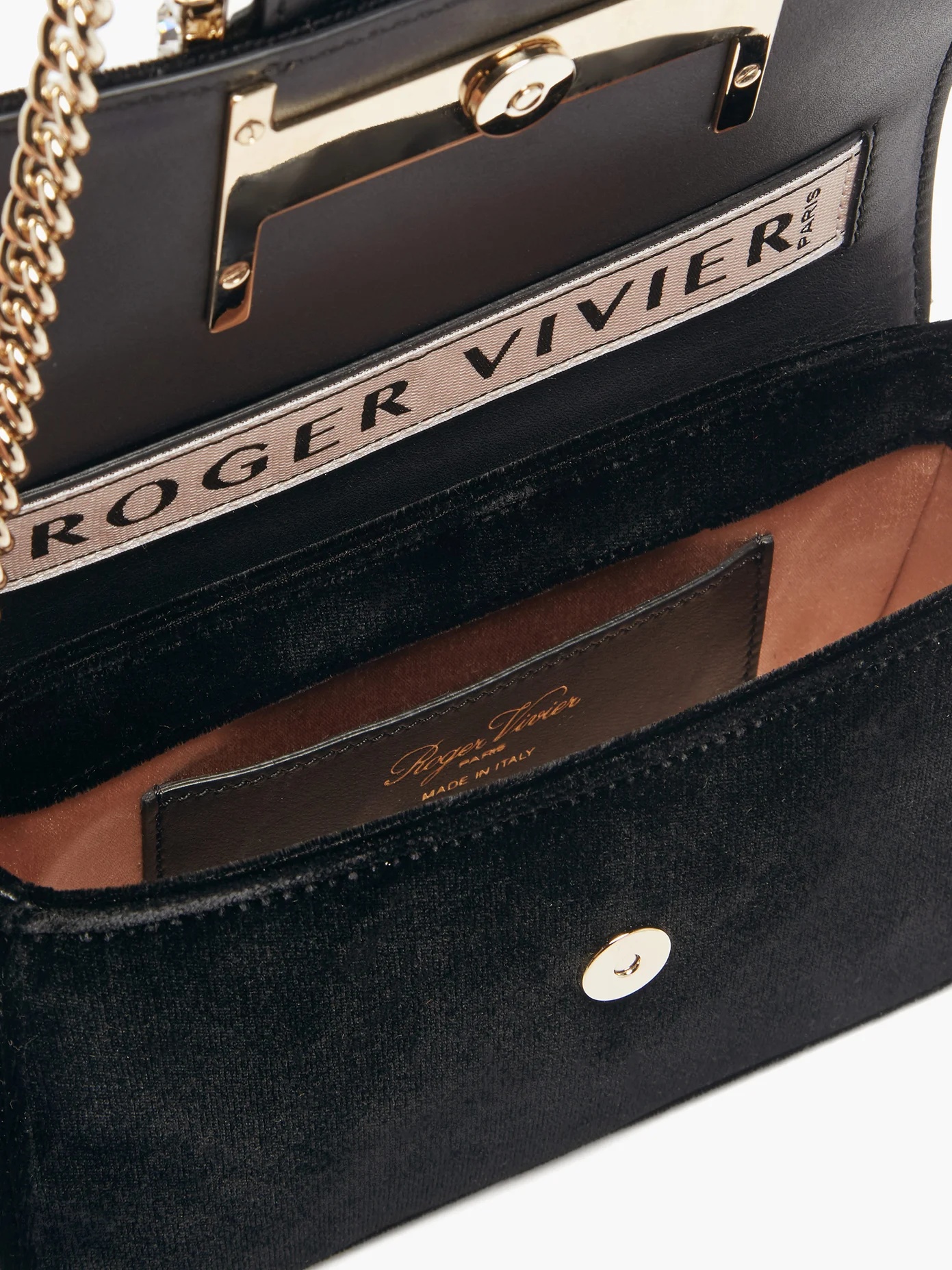 Très Vivier crystal-buckle velvet bag - 5