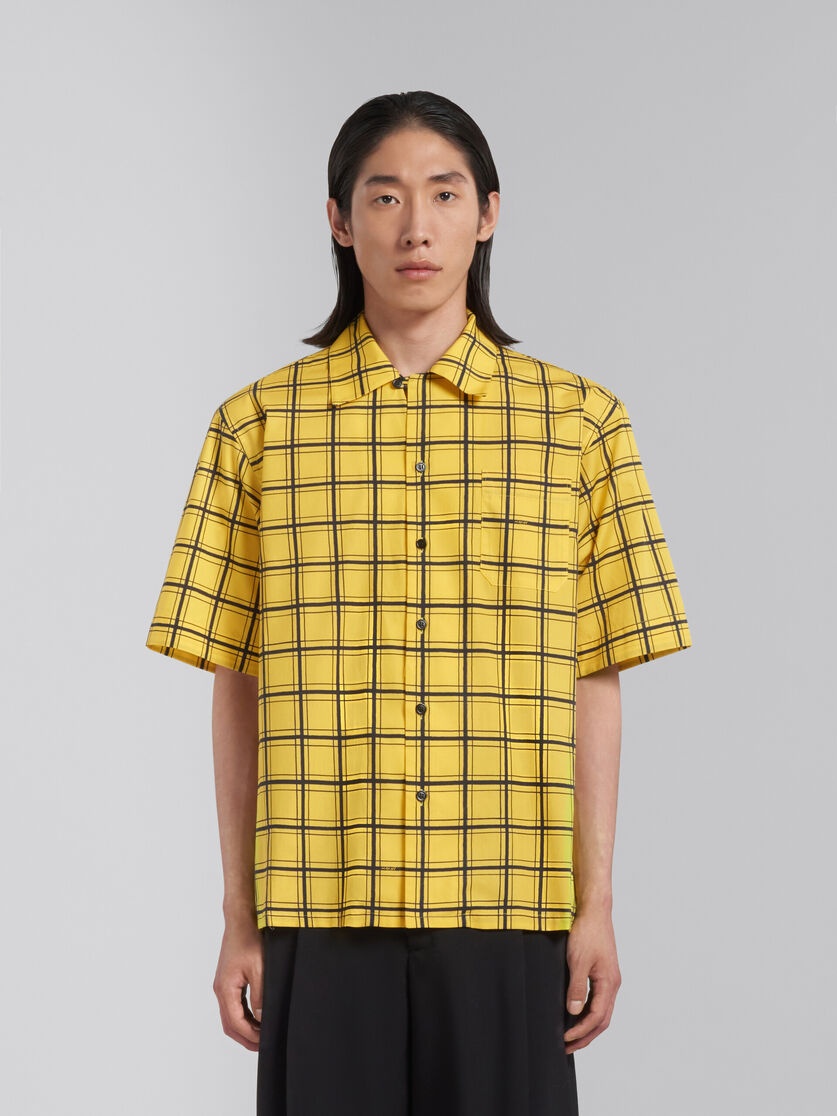 YELLOW CHECKED POPLIN BOWLING SHIRT - 2