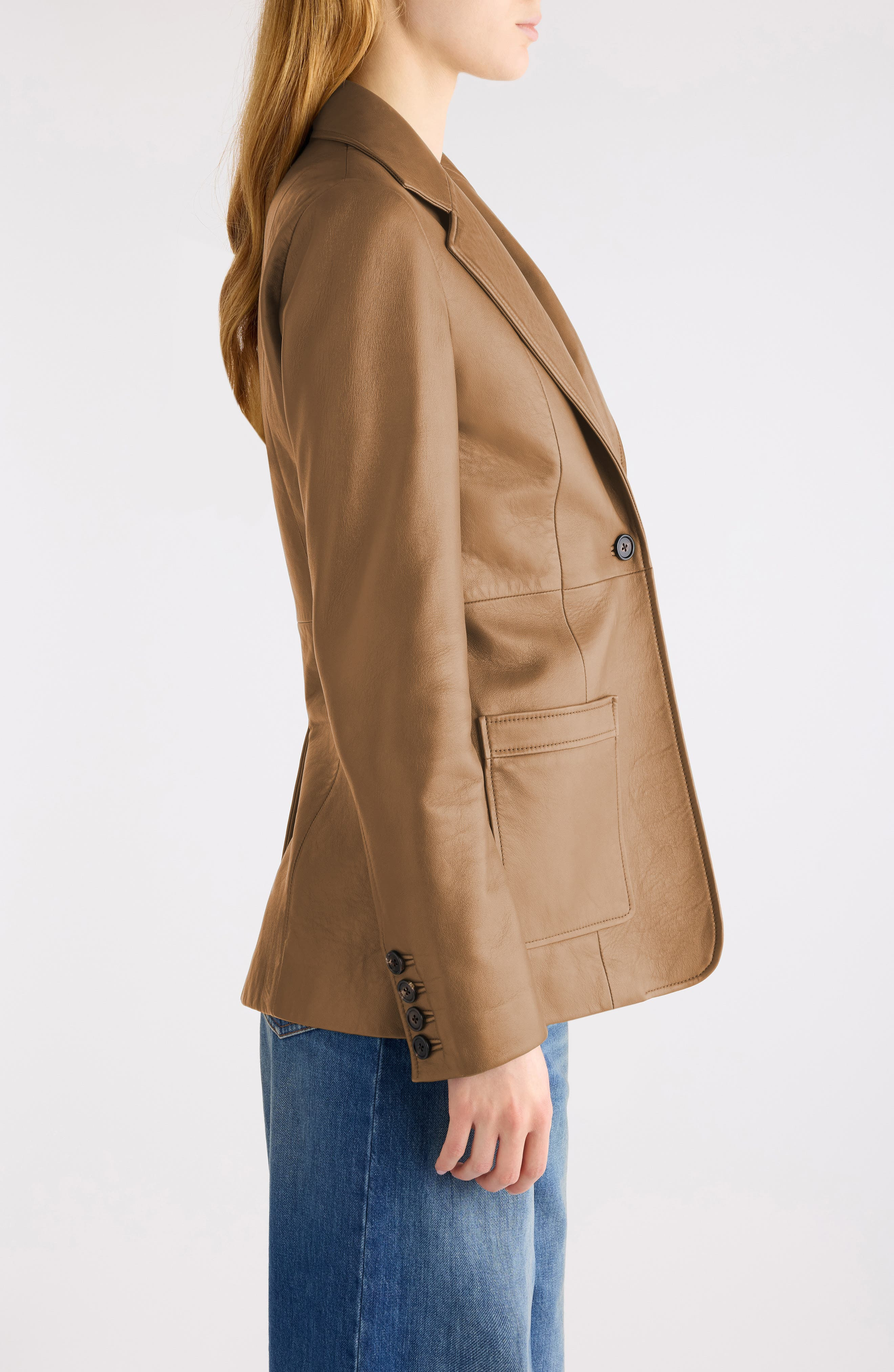 Chloé Tailored Leather Jacket in Ochre Delight at Nordstrom - 4