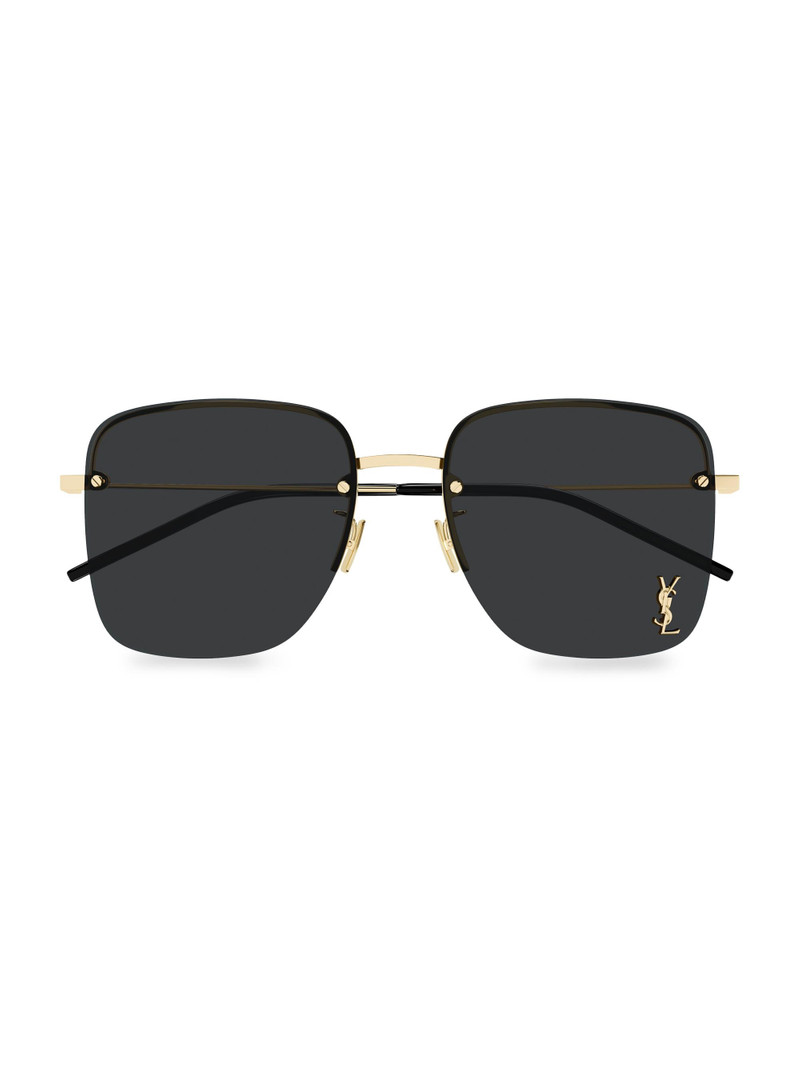 Women's Color Animation 58MM Rimless Square Sunglasses - Black Gold Black 3