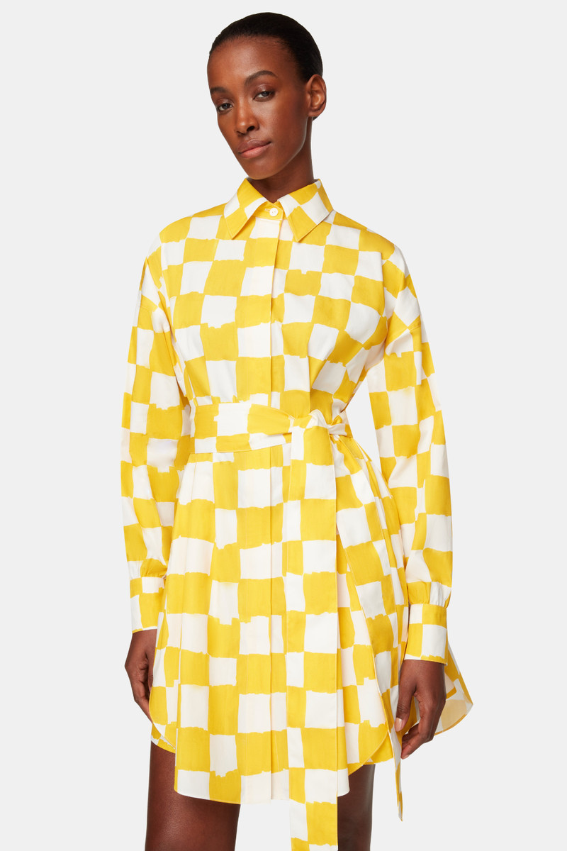 Emilia Wickstead X Palm Heights Jalissa Top in Yellow and White Checkerboard Print Cotton 5