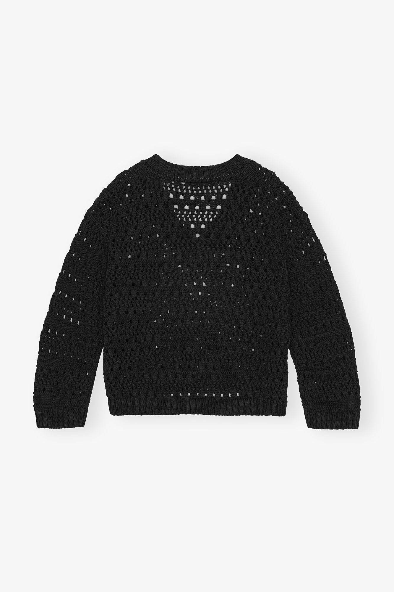 BLACK CROCHET V-NECK SWEATER - 6