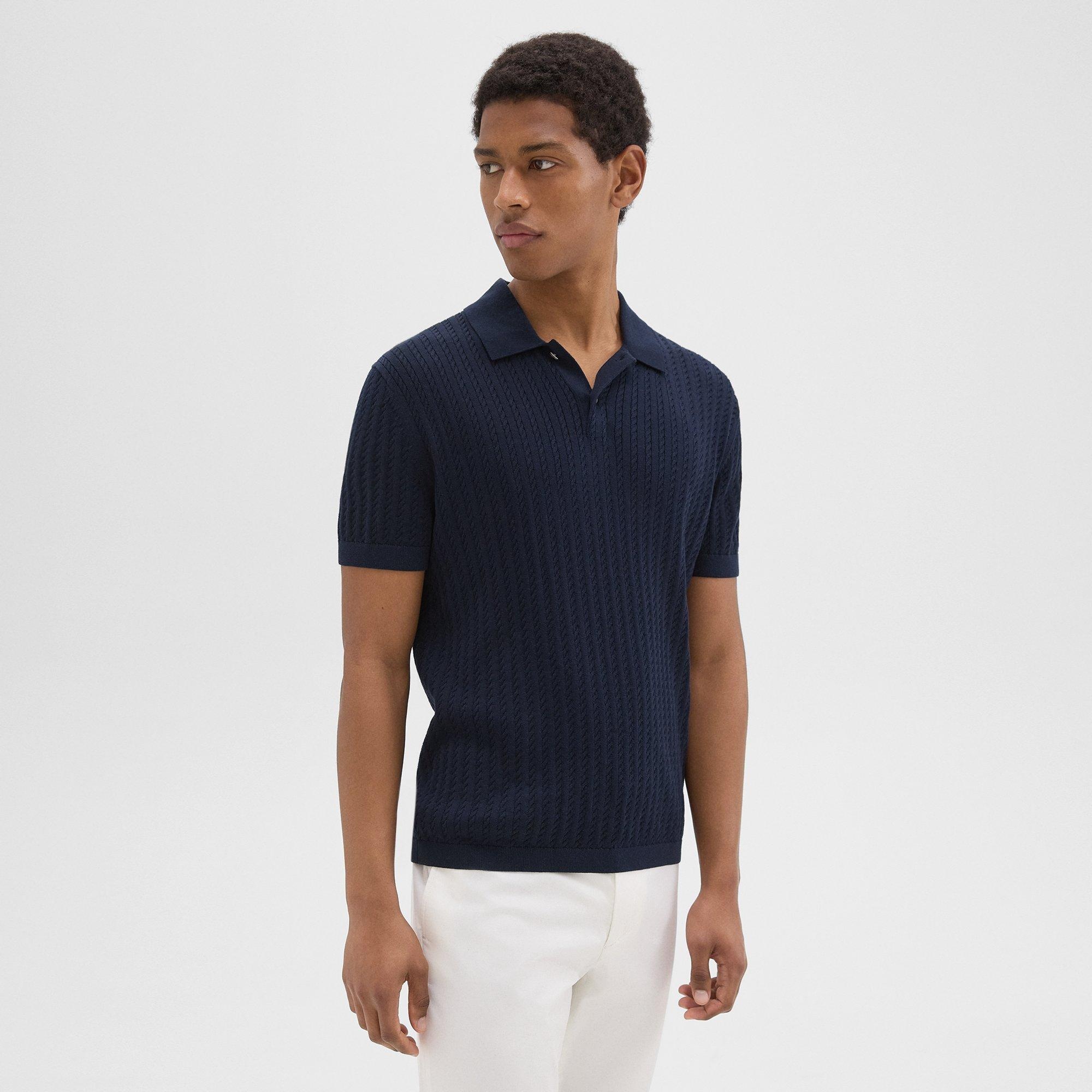 Cable Knit Polo in Cotton - 3