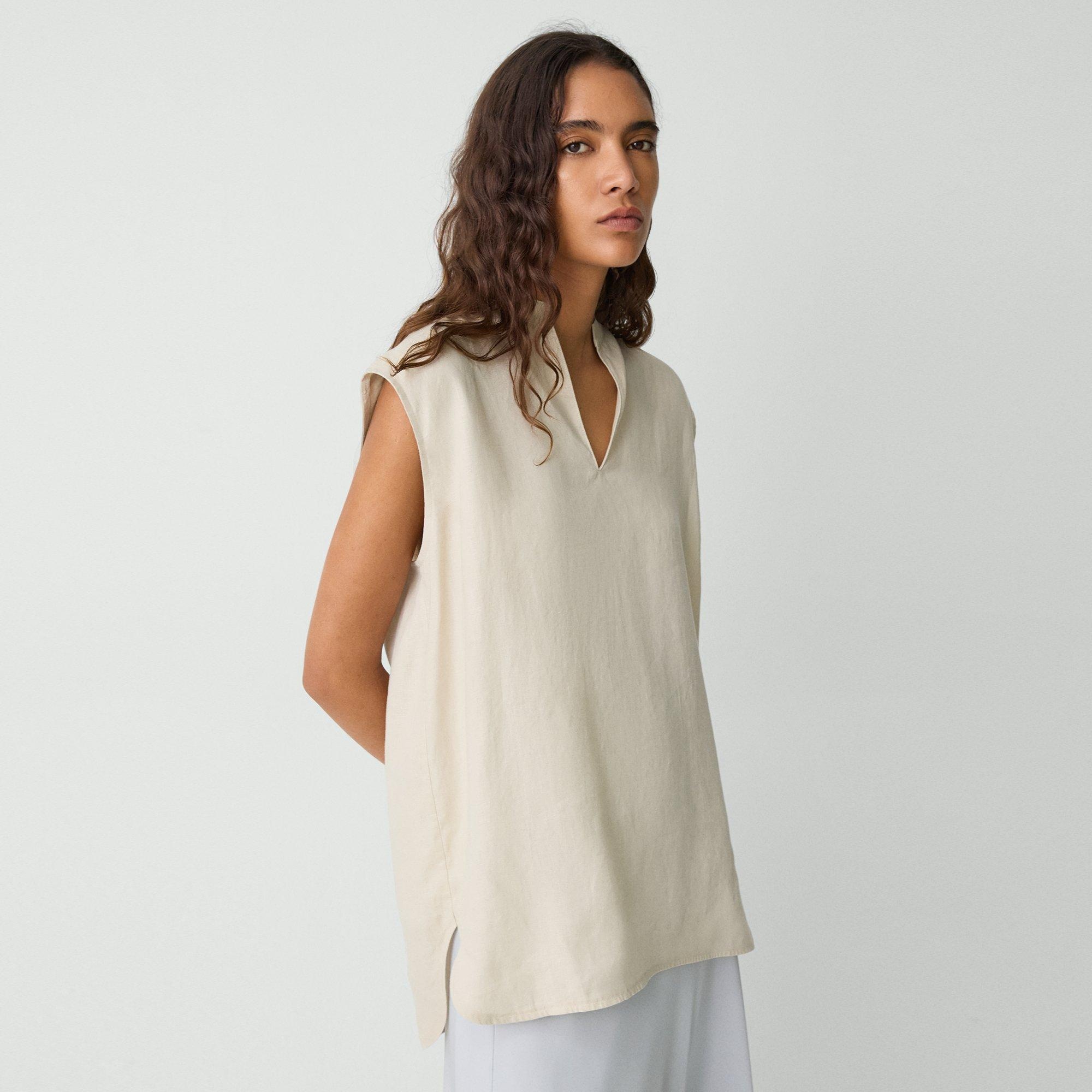 Boxy Tunic Top in Relaxed Linen - 3