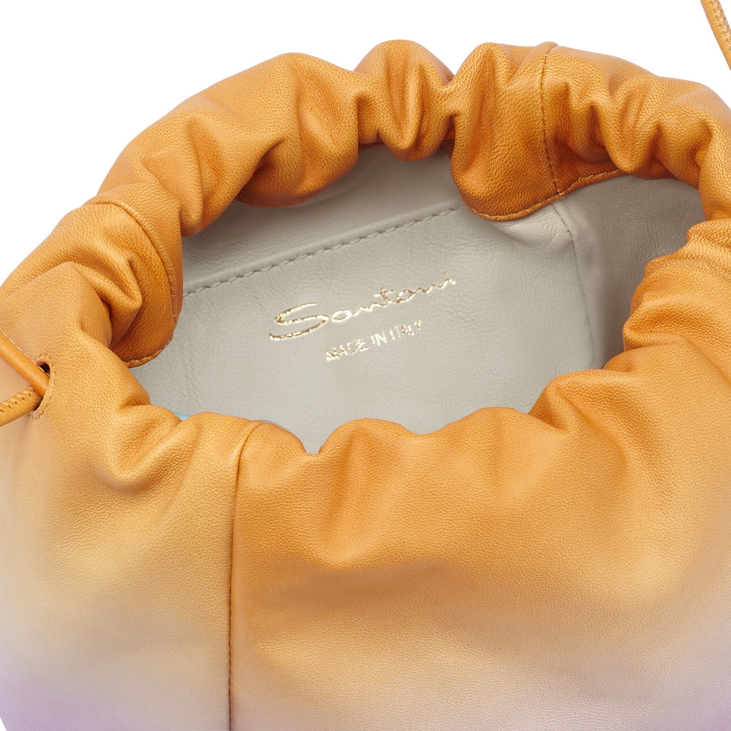 Lilac and orange leather bucket bag - 3