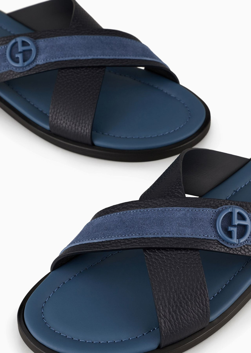 GIORGIO ARMANI Two-toned, plaited suede cross sandals outlook