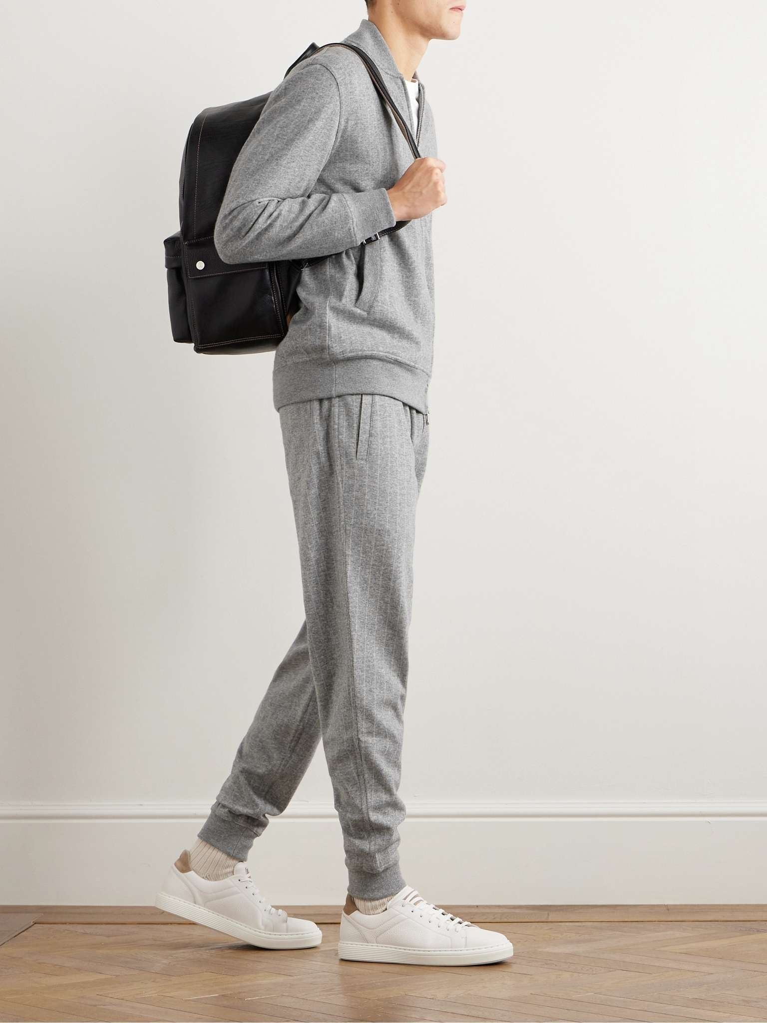 Tapered Pinstriped Cashmere and Cotton-Blend Sweatpants - 2