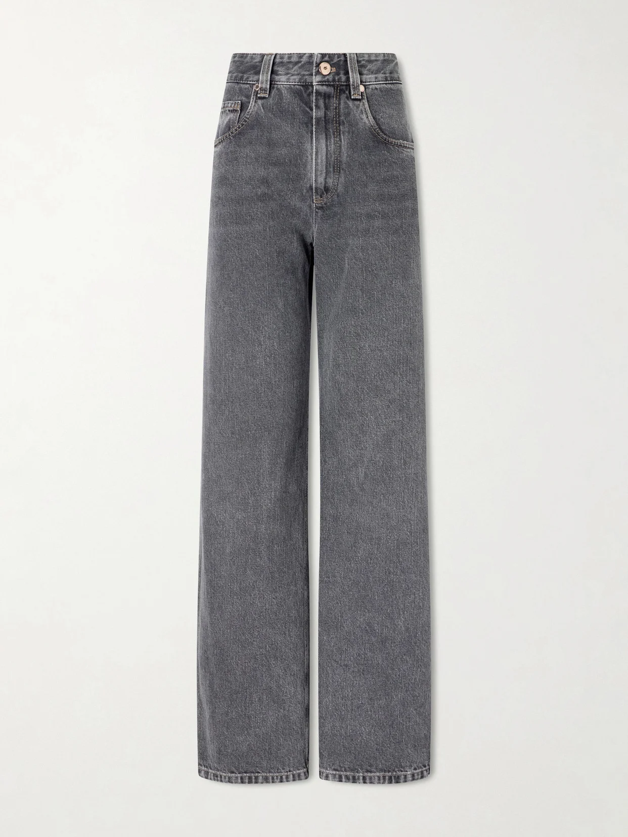 Cotton Mid-rise Wide-leg Jeans - 1