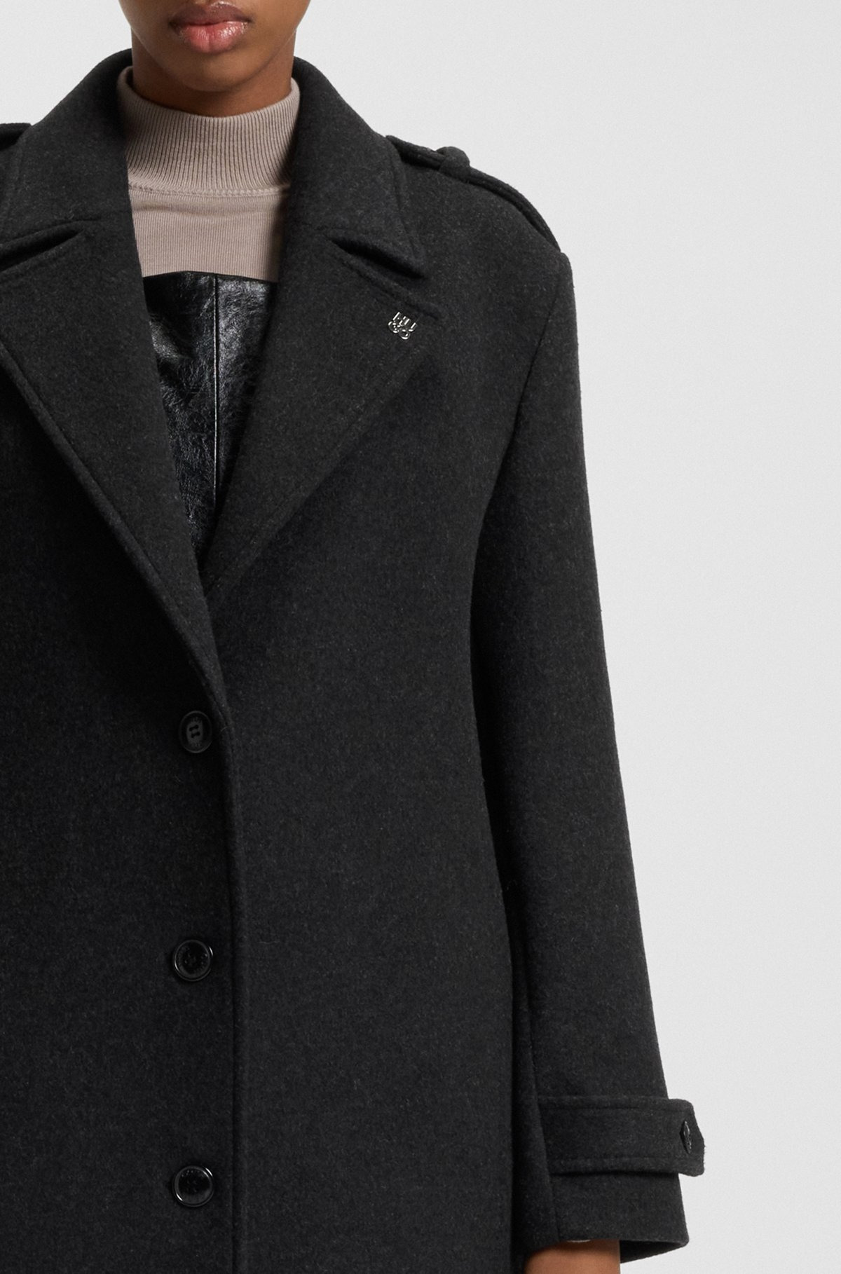 RELAXED-FIT LONG-LENGTH COAT WITH STACKED-LOGO RIVET - 6