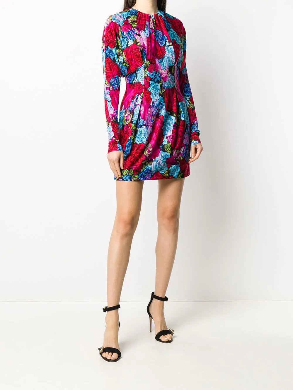 rose-print safety pin dress - 8