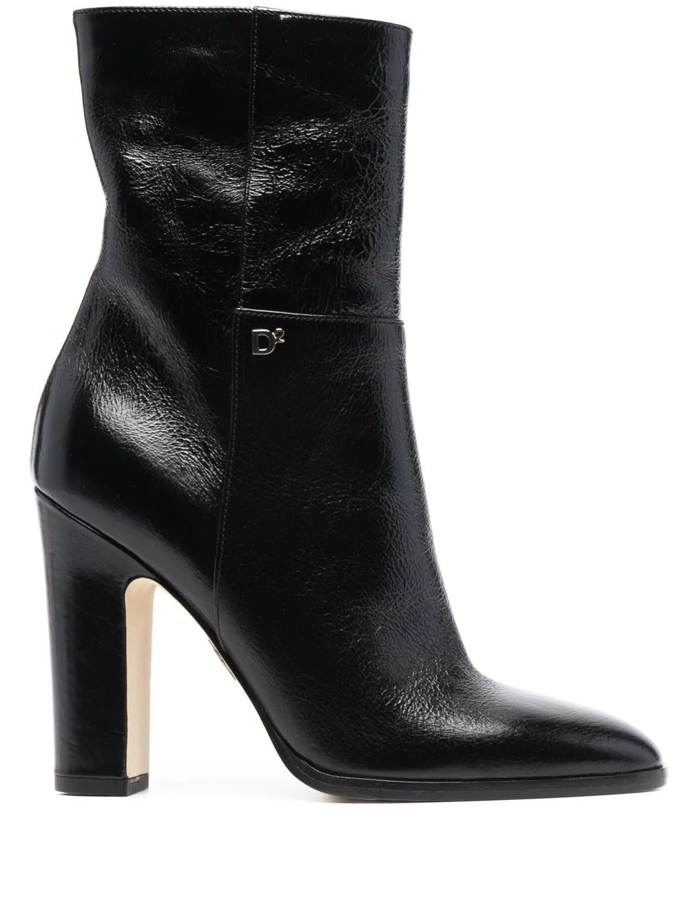 logo-plaque high-heeled leather boots - 1