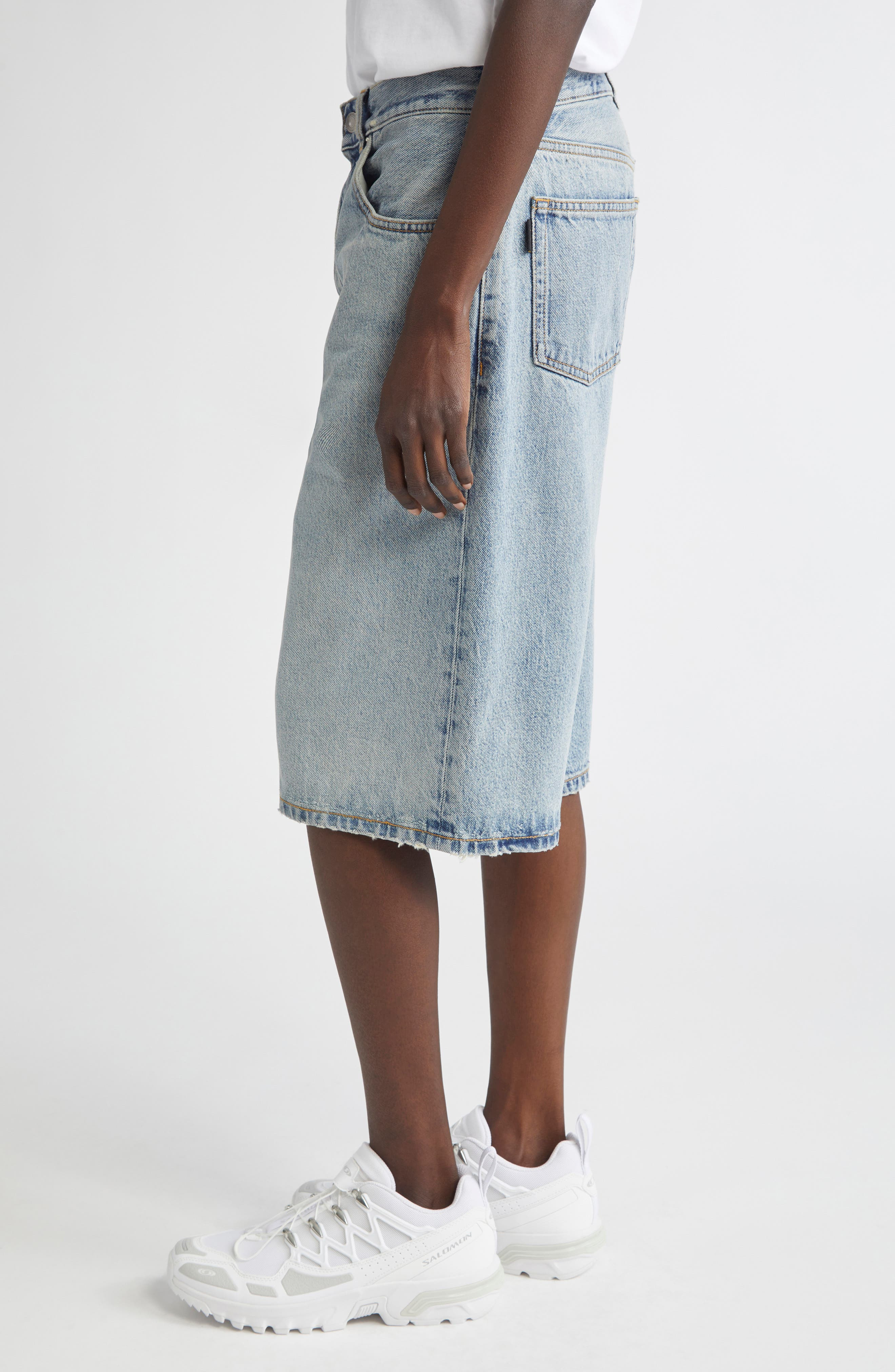 Haikure New Becky Wide Leg Denim Shorts in Authentic Wash at Nordstrom - 4