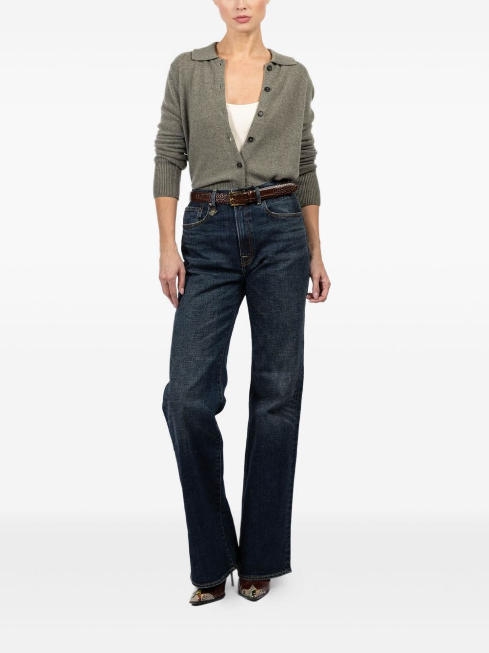 collared button-front cardigan - 2